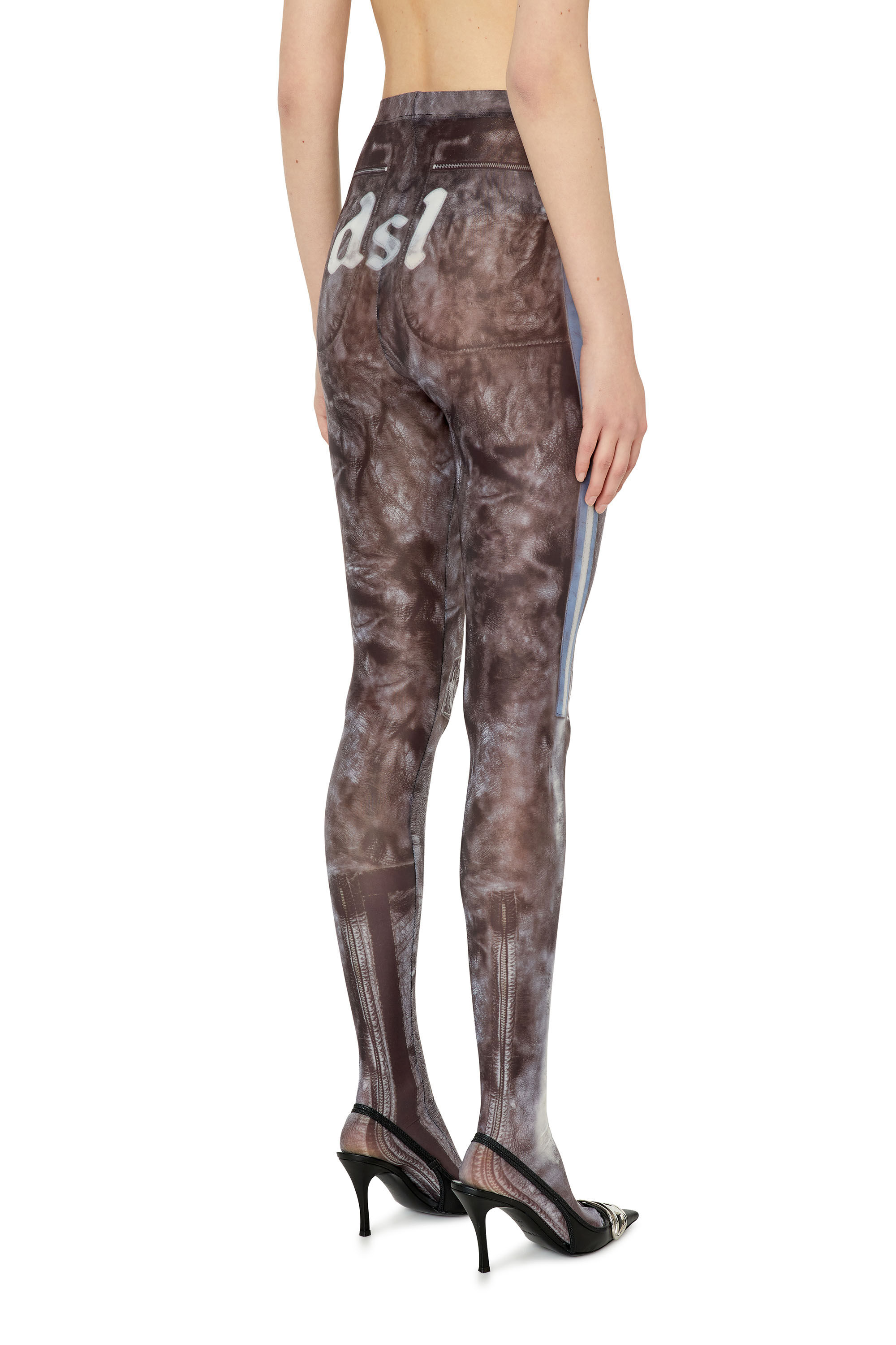 Diesel - P-KOLL-G4, Female's パンツ デジタルプリント ストッキング in ブラック - 4