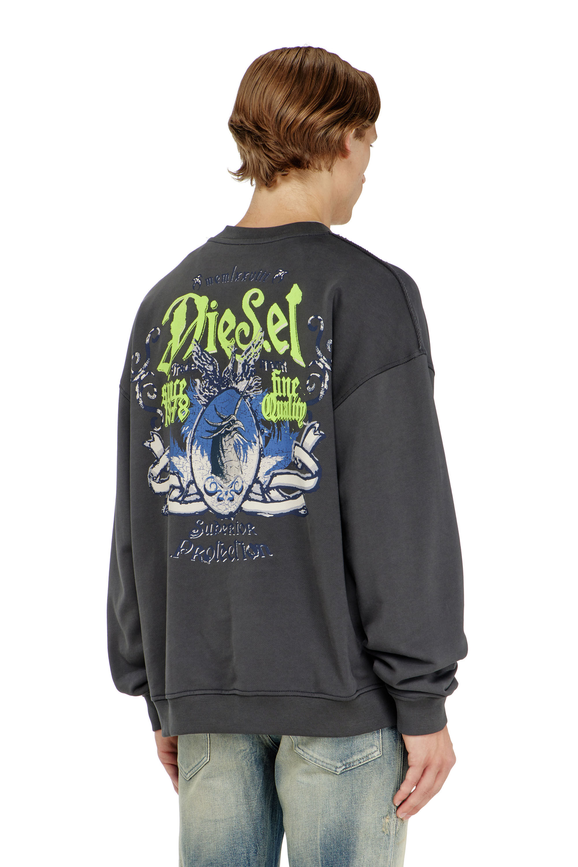 Diesel - S-BOXT-AA2, Male's プルオーバースウェット in ダークグレー - 4