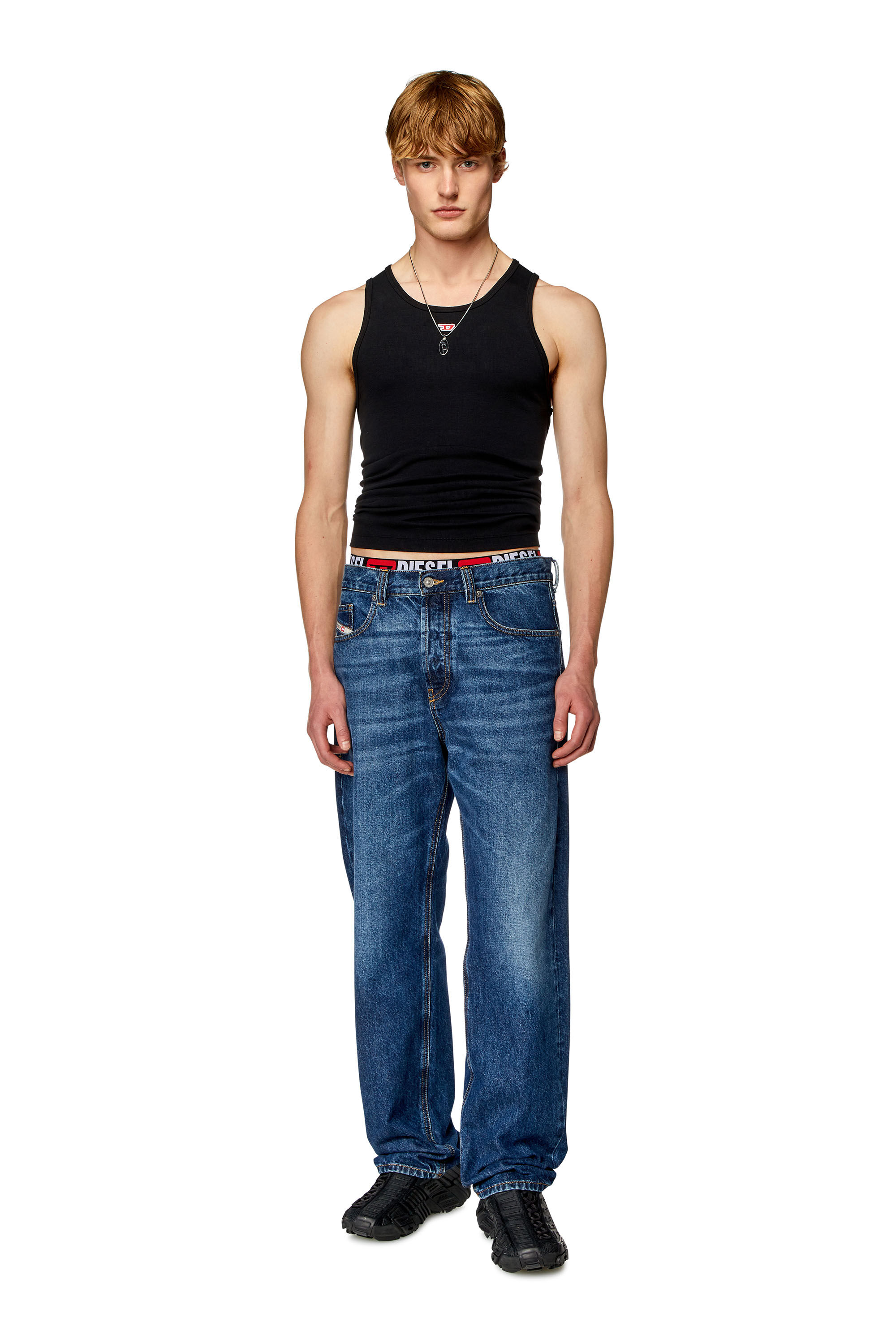Diesel - T-LIFTY-D, Male's Tank top with mini D logo patch in ブラック - 1