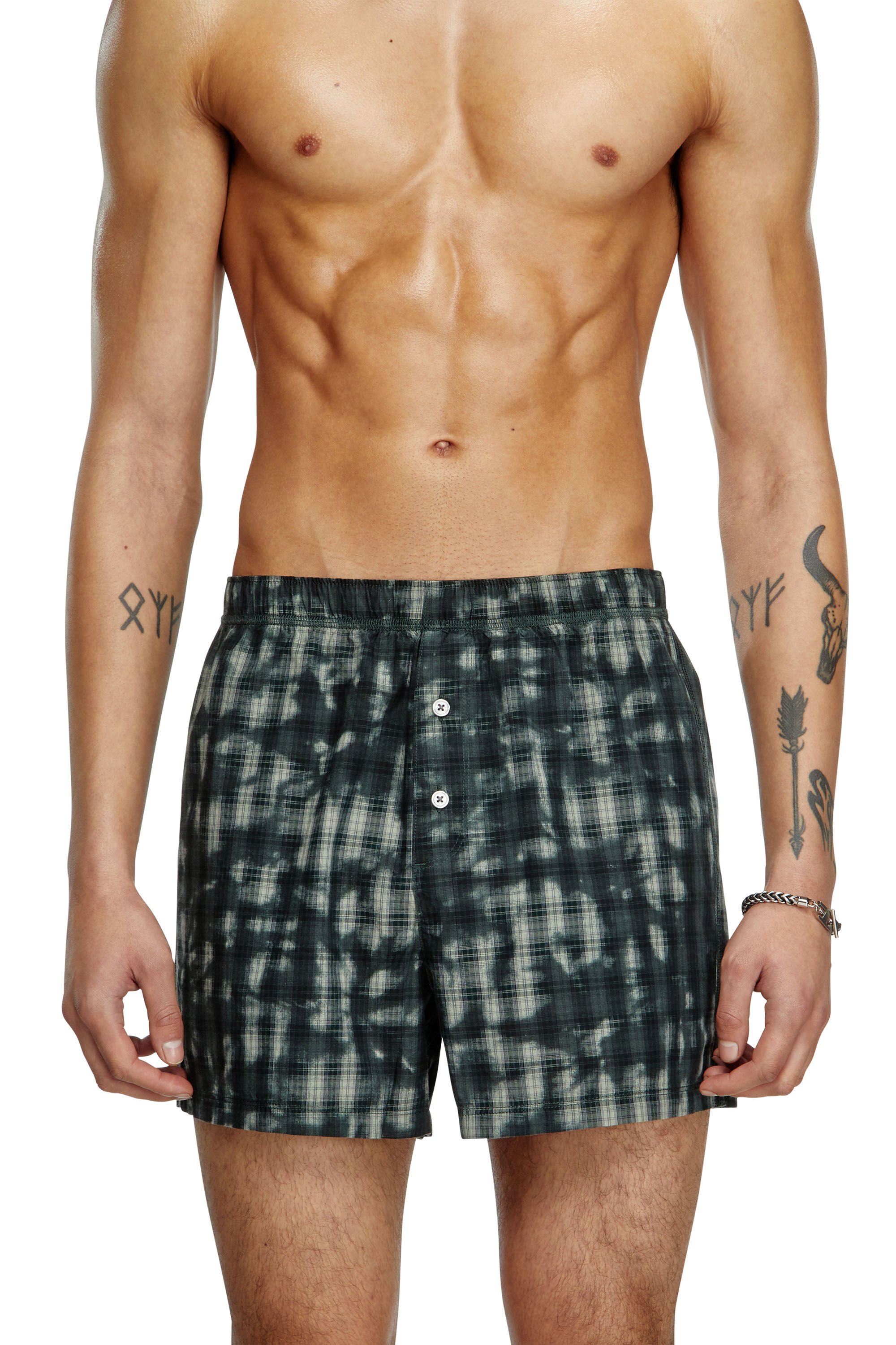 Diesel - STARK-UTLT, Unisex's Boxers with check print in ダークグリーン - 3