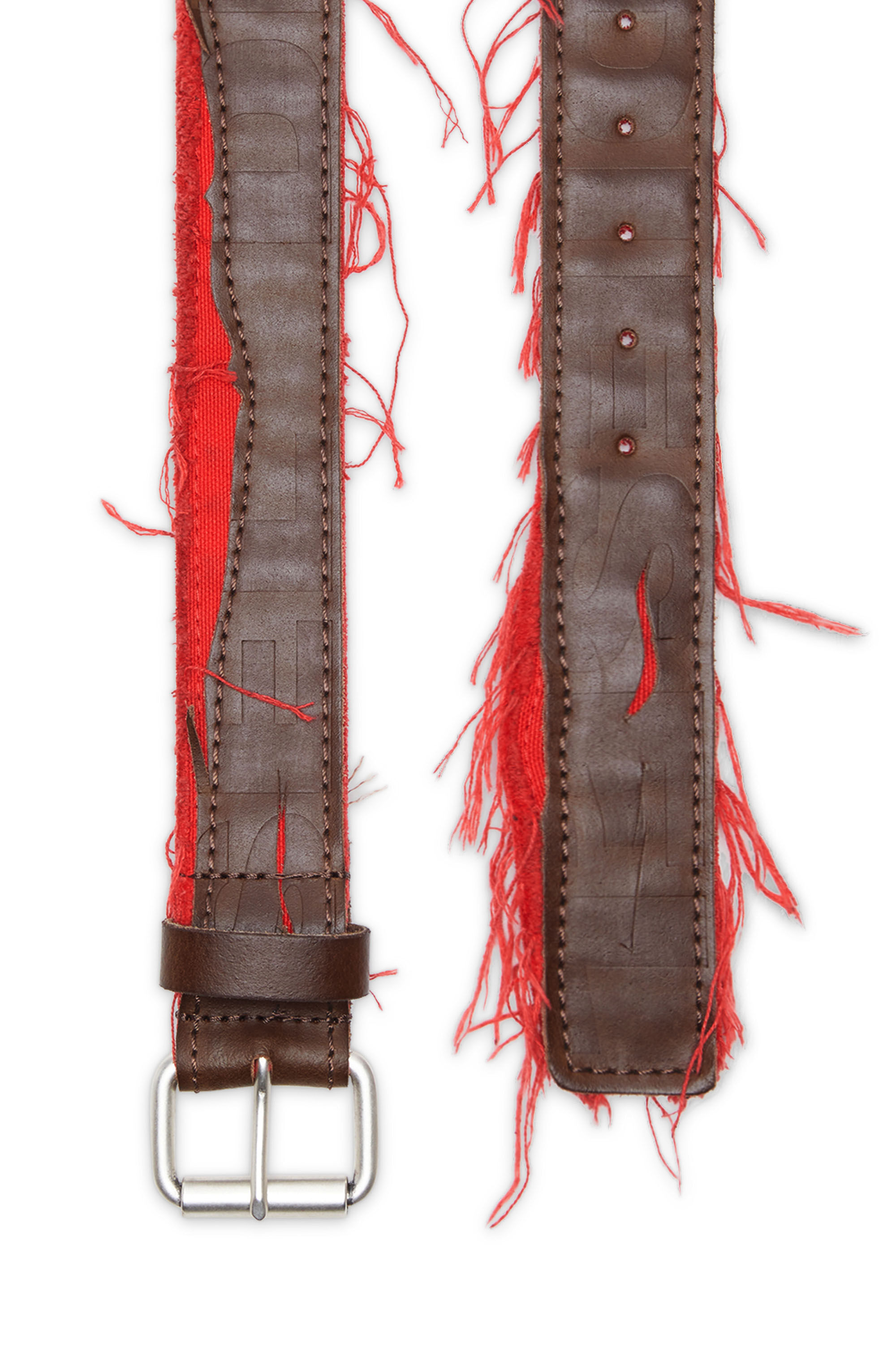 Diesel - B-RIPPED, Male's カウレザー キャンバス ベルト in Brown - 2