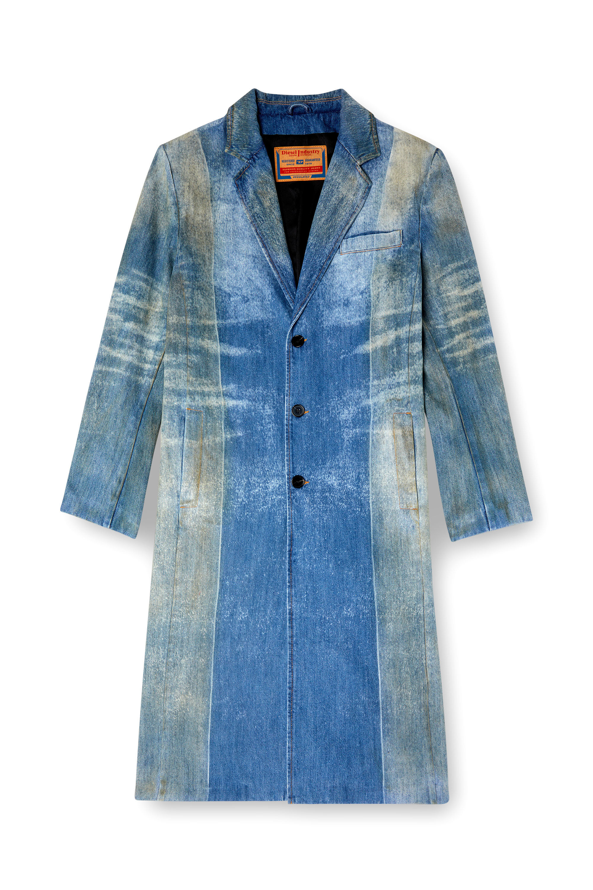 Diesel - D-BALZER-MID-FSF, Male's Denim coat with solarised folds in ミディアムブルー - 2