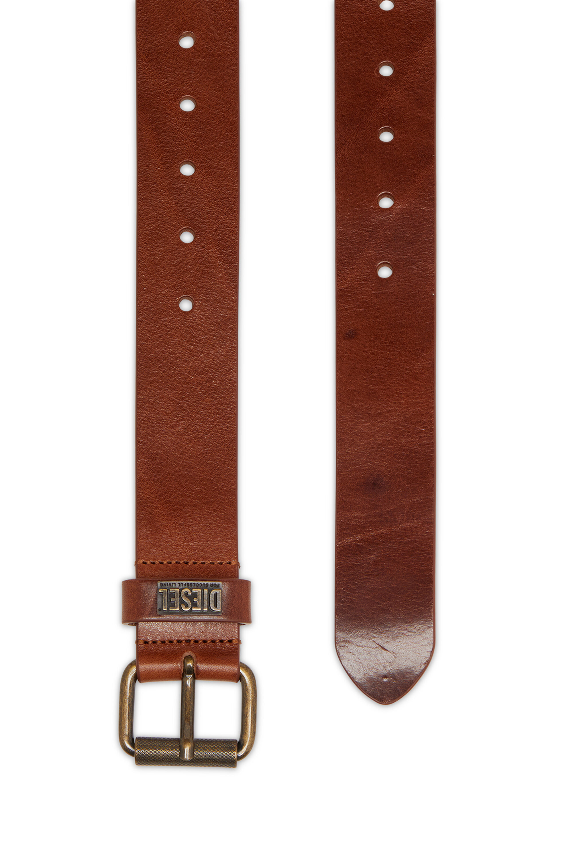 Diesel - B-BISCOTTO-LOOP II, Male's 3.5 cm leather belt with branded metal buckle in ブラウン - 2
