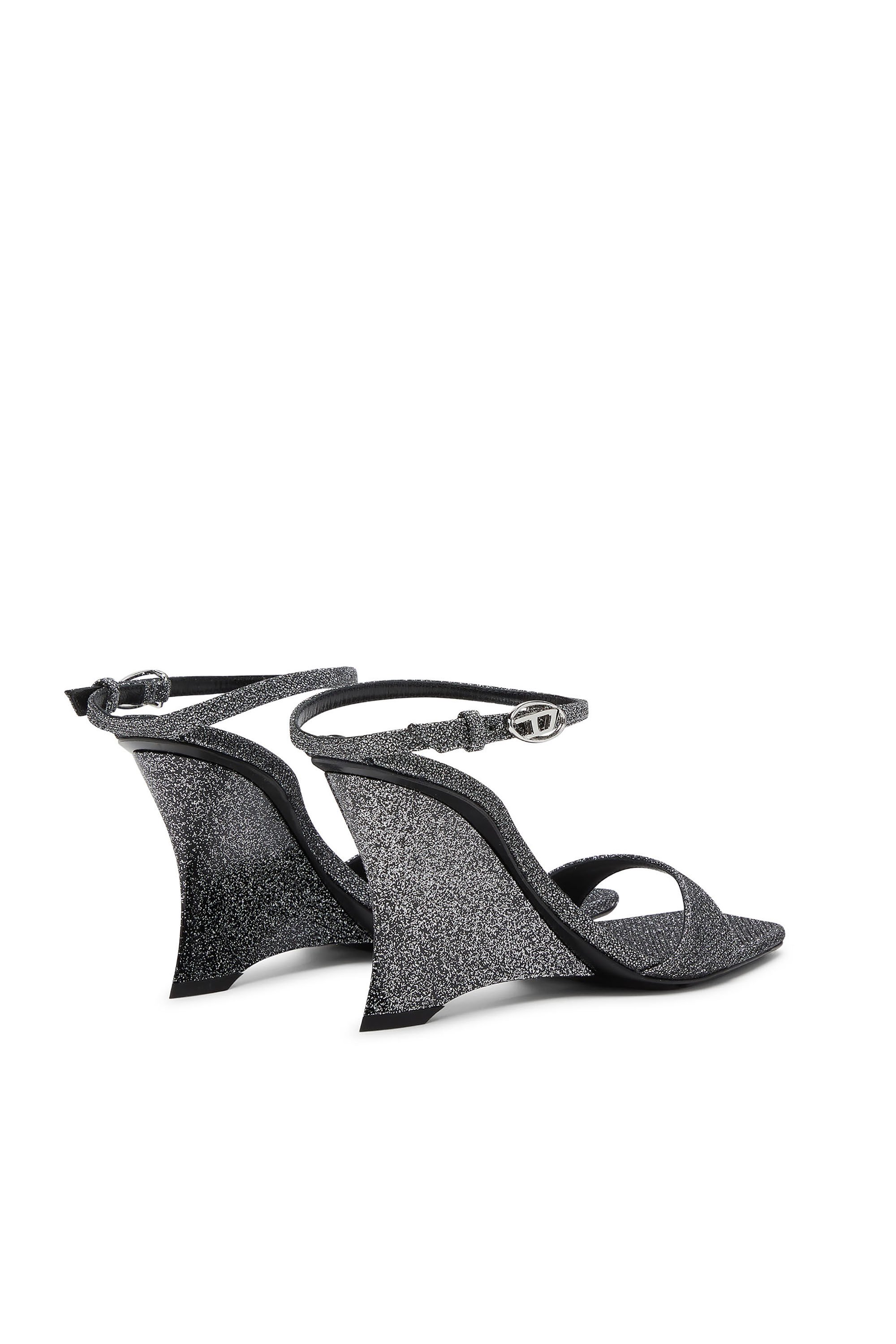 Diesel - D-AMBER SANDAL WEDGE, Female's ウェッジサンダル in シルバー - 4
