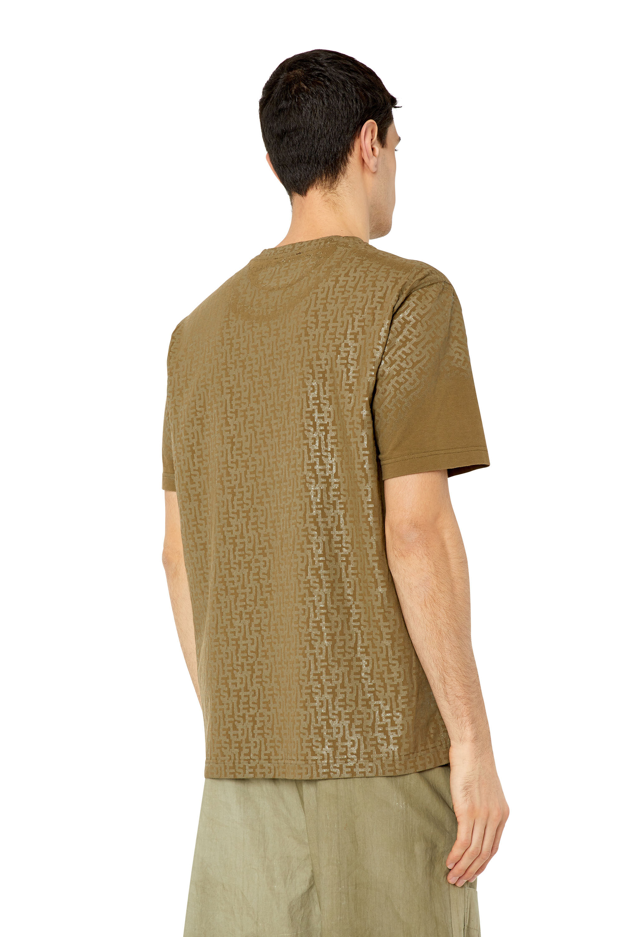 Diesel - T-JUST-MONO, Male's Ｔシャツ モノグラム ラバープリント in Brown - 5
