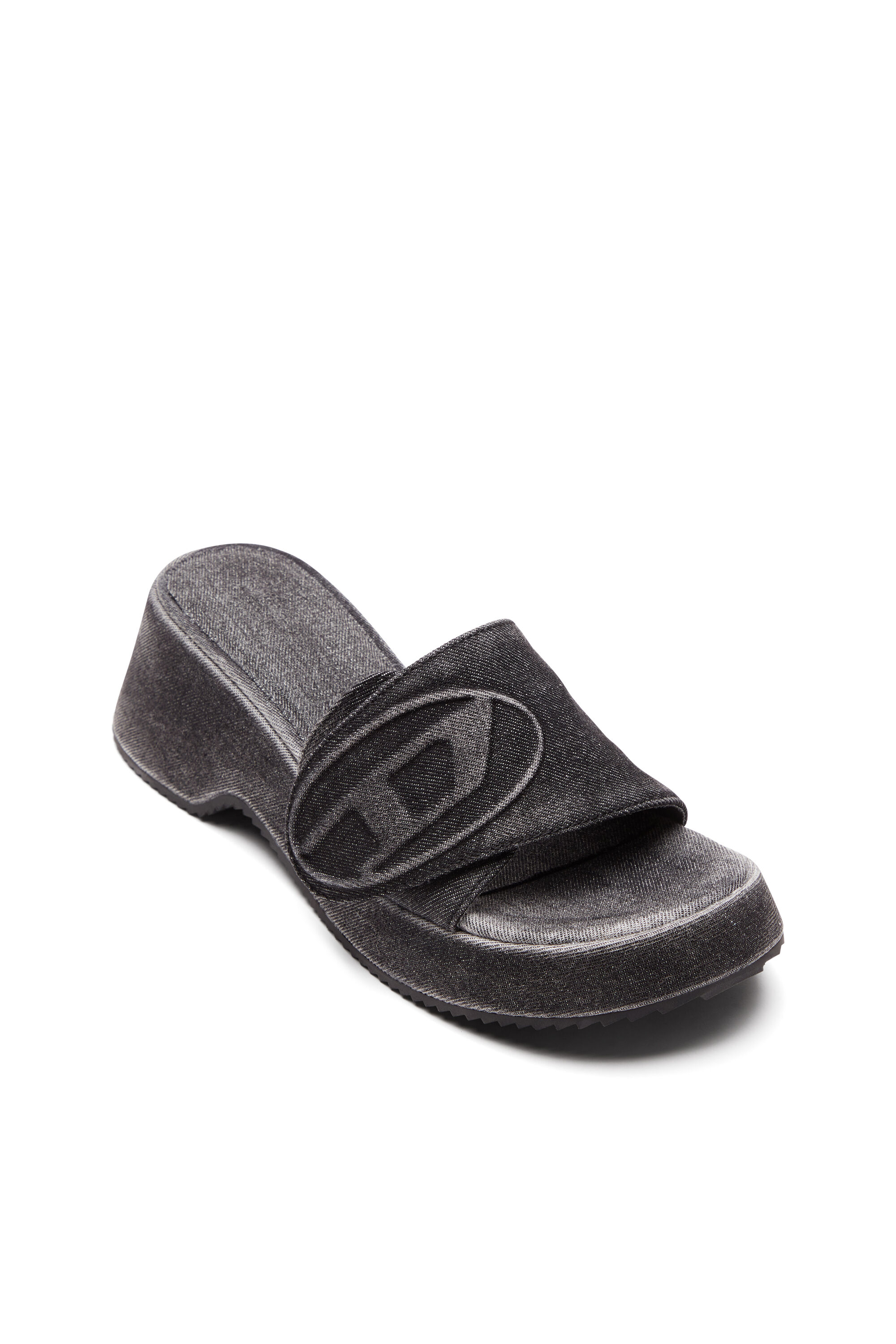 Diesel - SA-OVAL D PF W, Female's Sa-Oval D-Denim slide sandals with Oval D strap in ブラック - 7