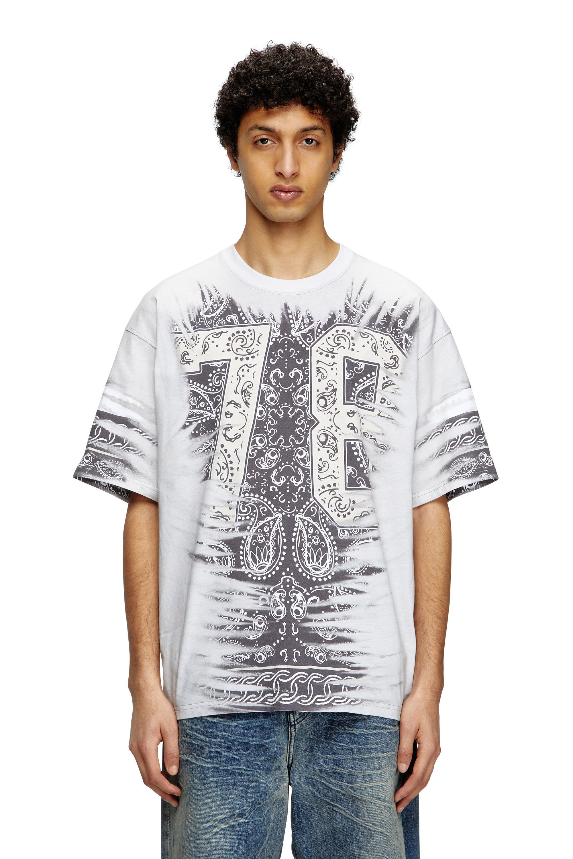 Diesel - T-BOXT-78-R1, Male's T-shirt with 78 bandana print in ホワイト - 3