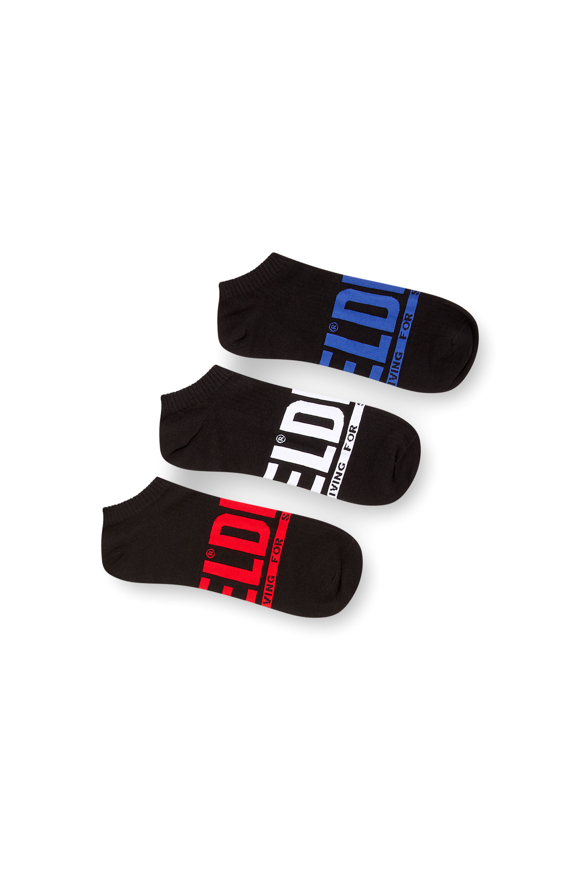 Diesel - SKM-GOST-THREEPACK, Male's 3-pack low-cut logo socks in マルチカラー/ブロック - 1