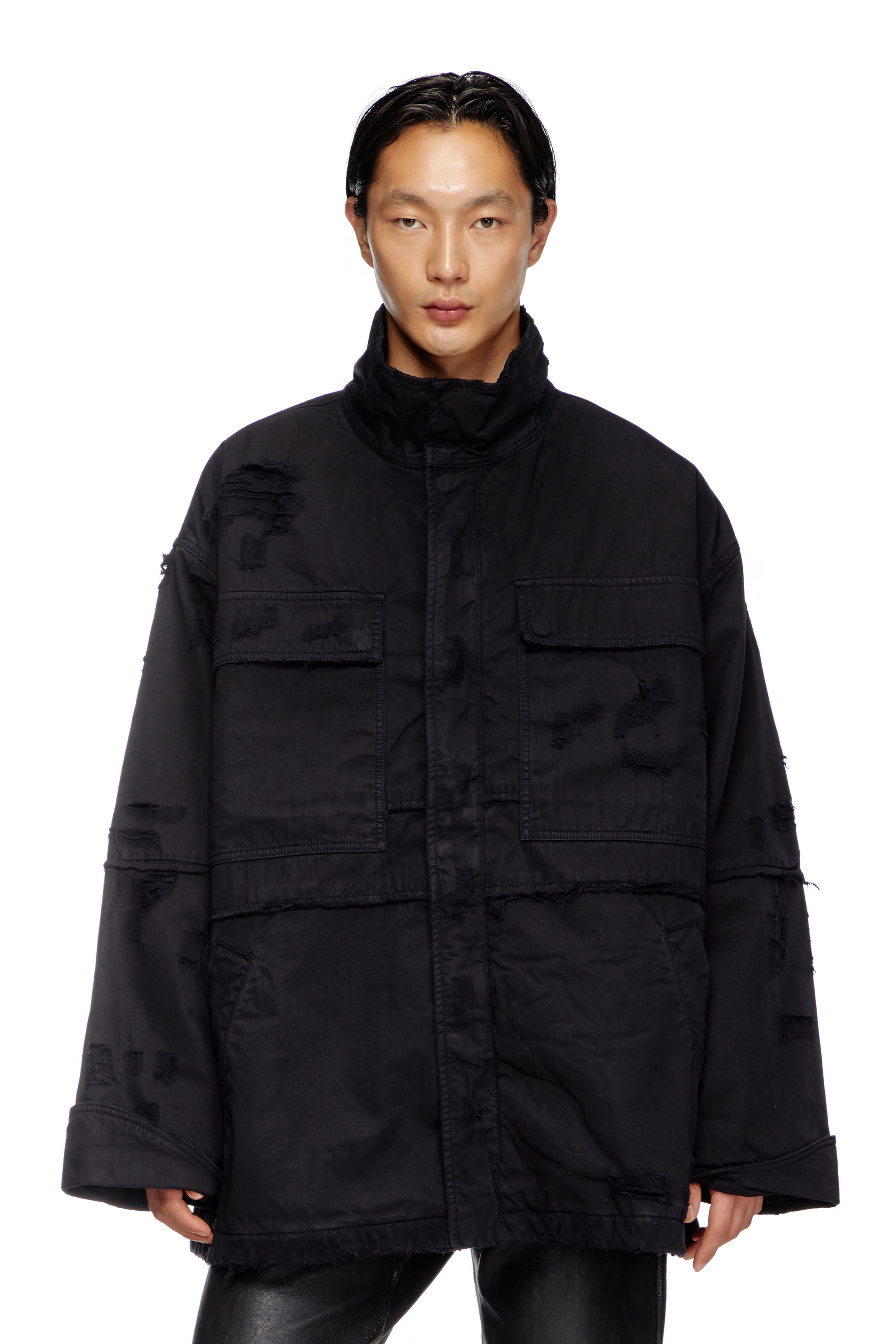 J-OISE Utility jacket in ripped dobby｜ブラック｜メンズ｜DIESEL