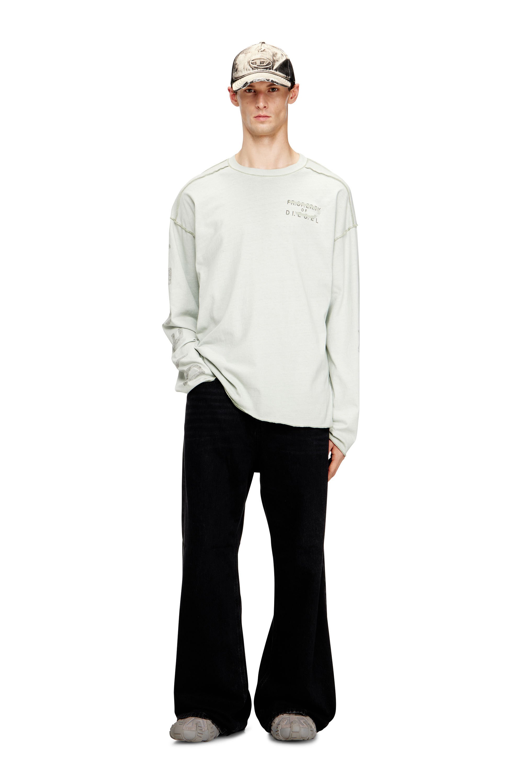 Diesel - T-LOOK-LS, Male's 長袖Tシャツ in ライトグレー - 1