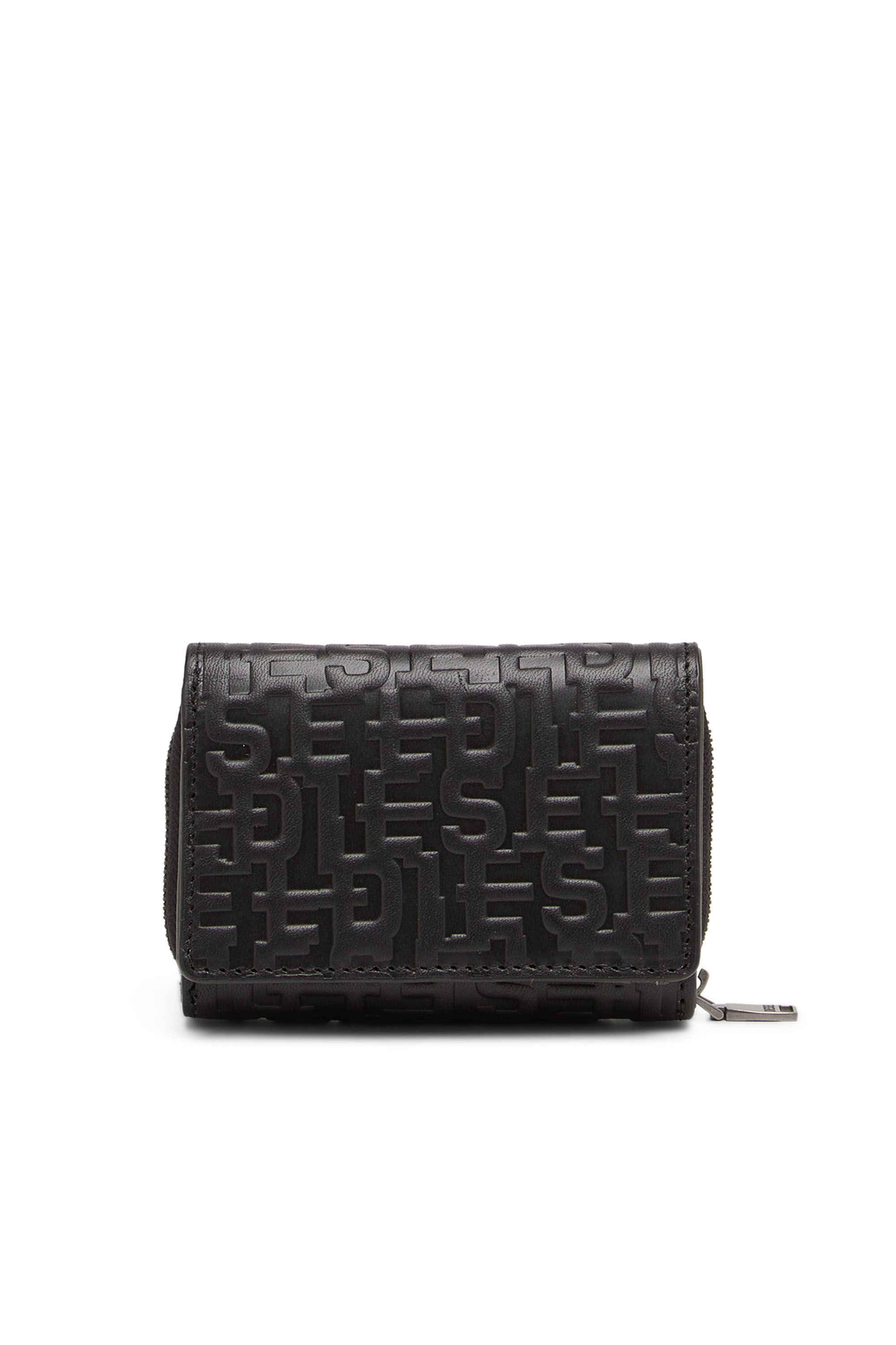 Diesel - TRI-FOLD COIN ZIP, Male's カウレザー 三つ折りウォレット in ブラック - 1