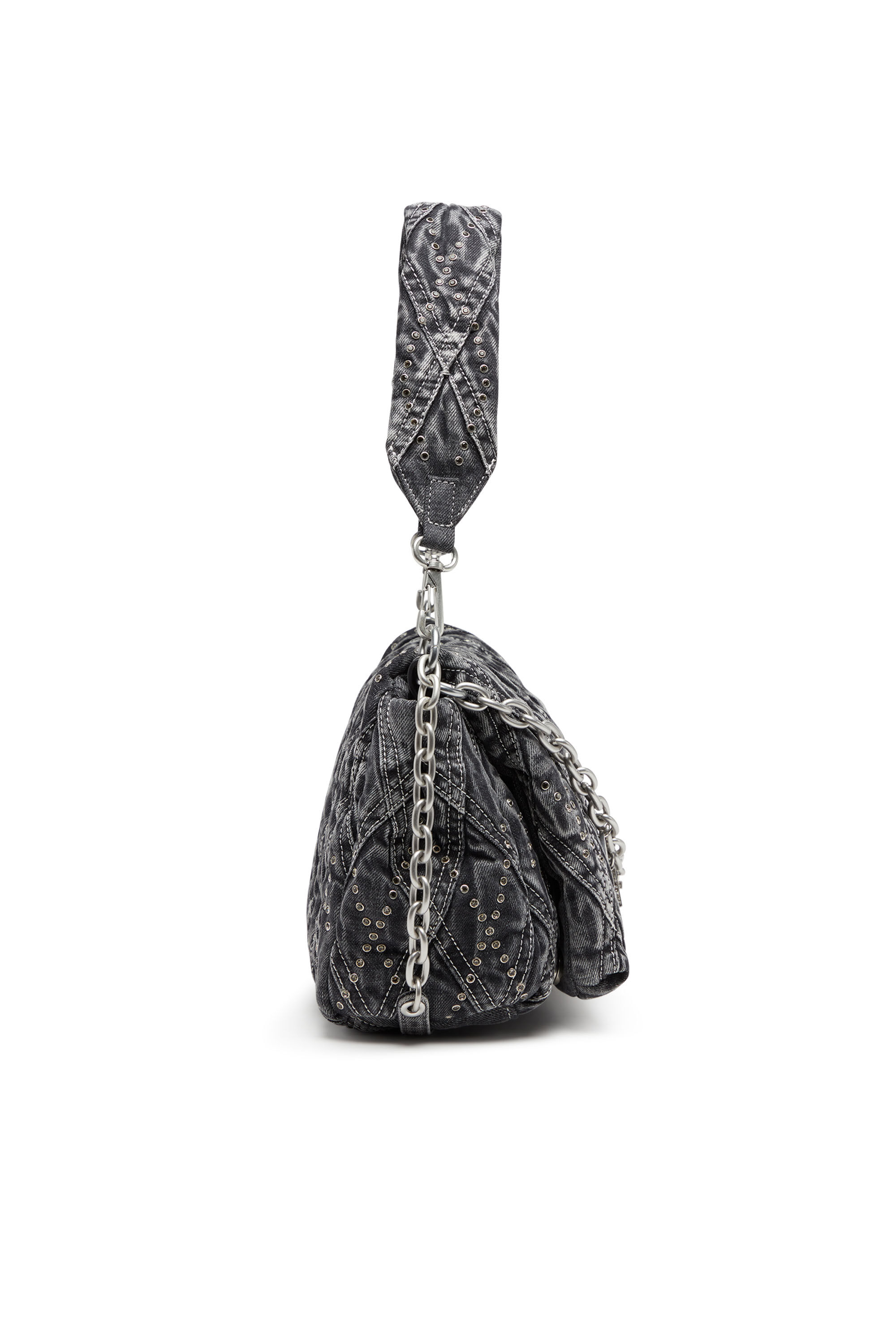 Diesel - CHARM-D SHOULDER M, Female's デニムショルダーバッグM in ブラック - 4