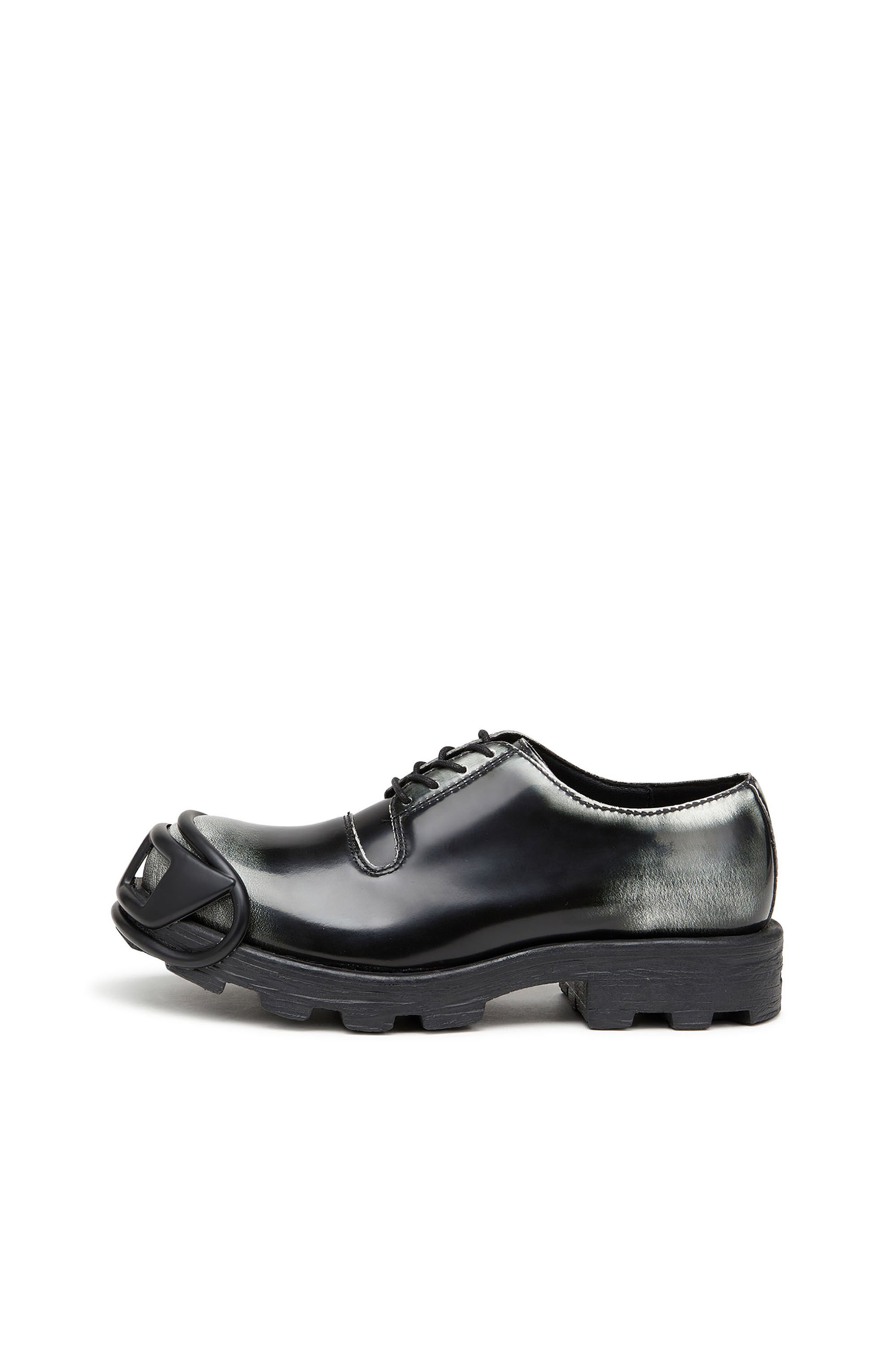 Diesel - D-HAMMER SO D, Male's D-Hammer-Derby shoes in shiny two-tone leather in ブラック/ホワイト - 7