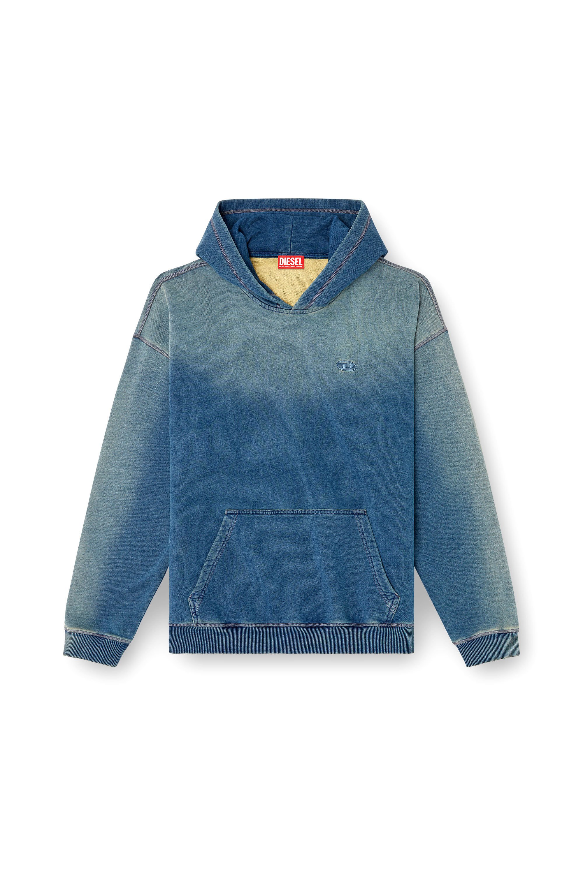 Diesel - S-BOXT-HOOD-R6, Male's Faded hoodie with logo embroidery in ブルー - 2
