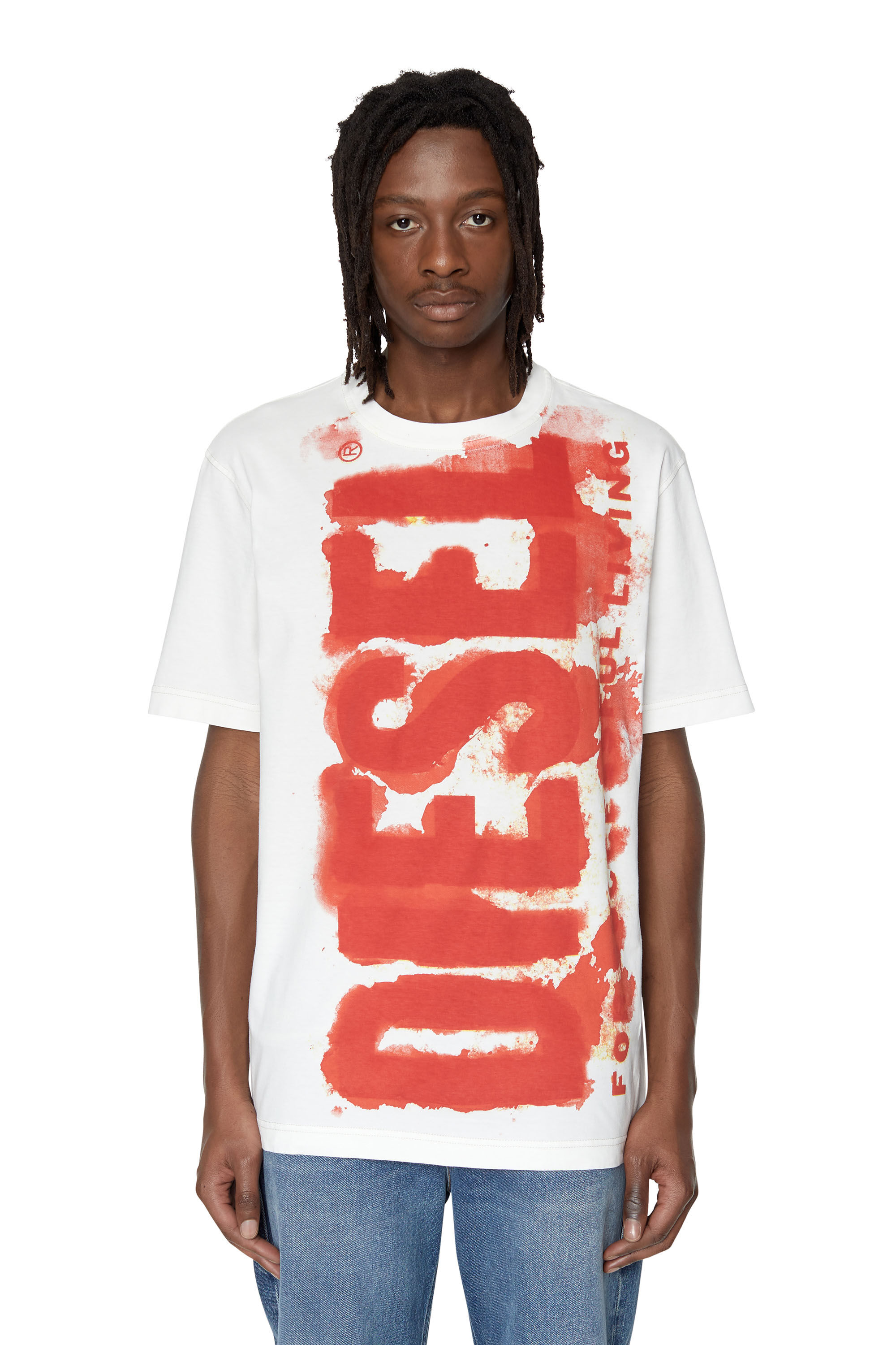 Diesel - T-JUST-E16, Male's ロゴ Tシャツ in ホワイト - 3