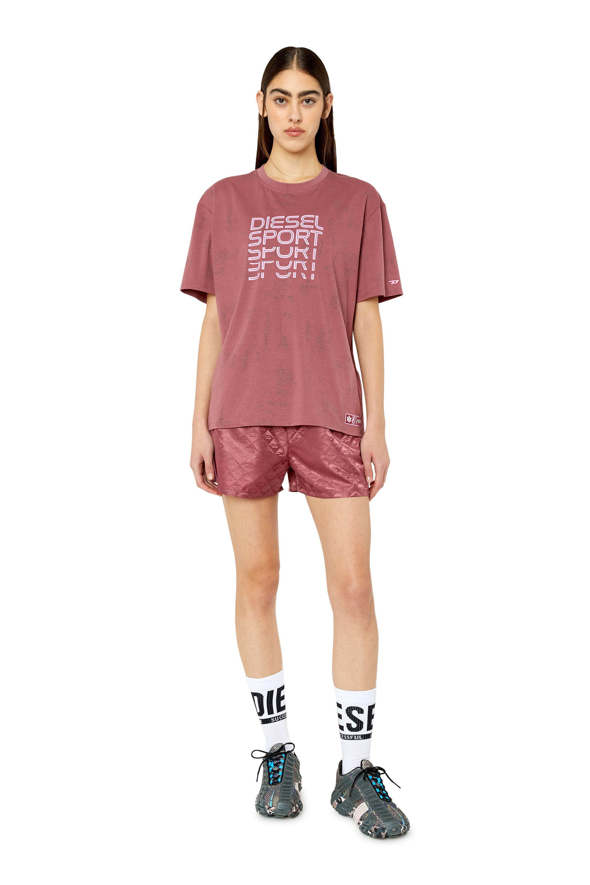 Diesel - AWTEE-DREA-HT10, Female's 半袖 Tシャツ バックプリント in ブラウン - 1