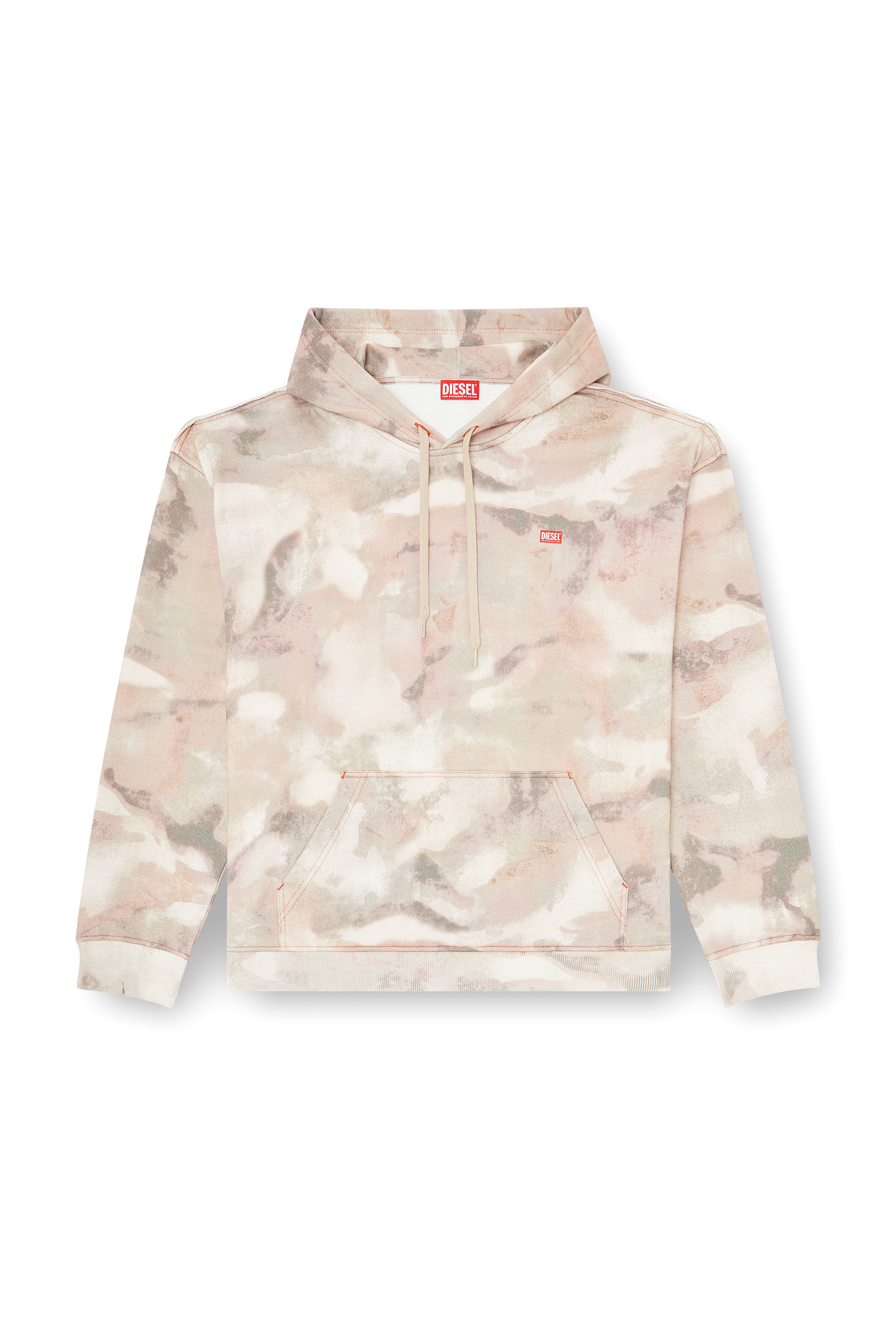 Diesel - S-BOXT-HOOD-V1, Male's Hoodie in camouflage-print organic cotton in ベージュ - 2