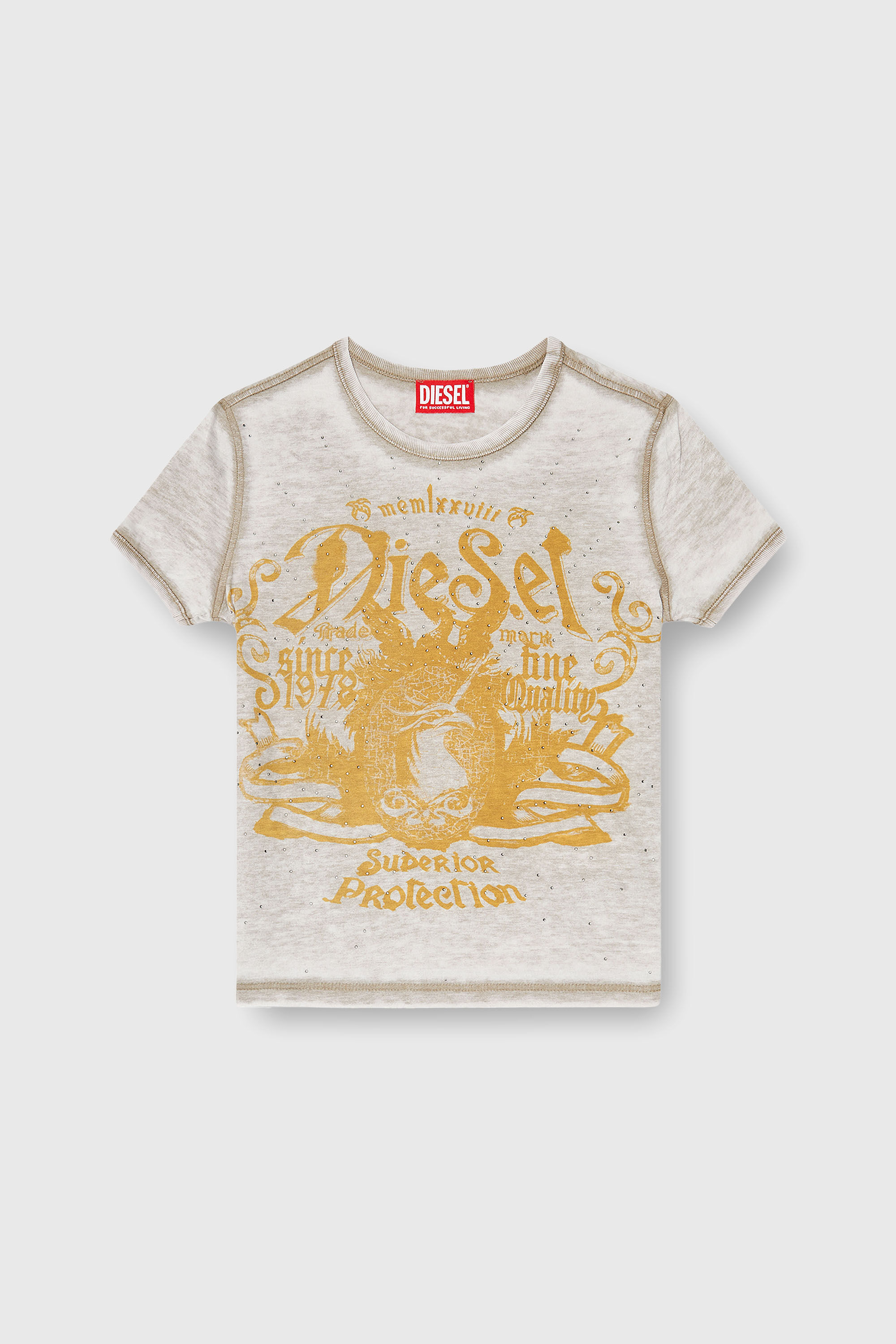 Diesel - T-UNCUTIES-LONG-AA3, Female's Tシャツ in ゴールド/グレー - 2