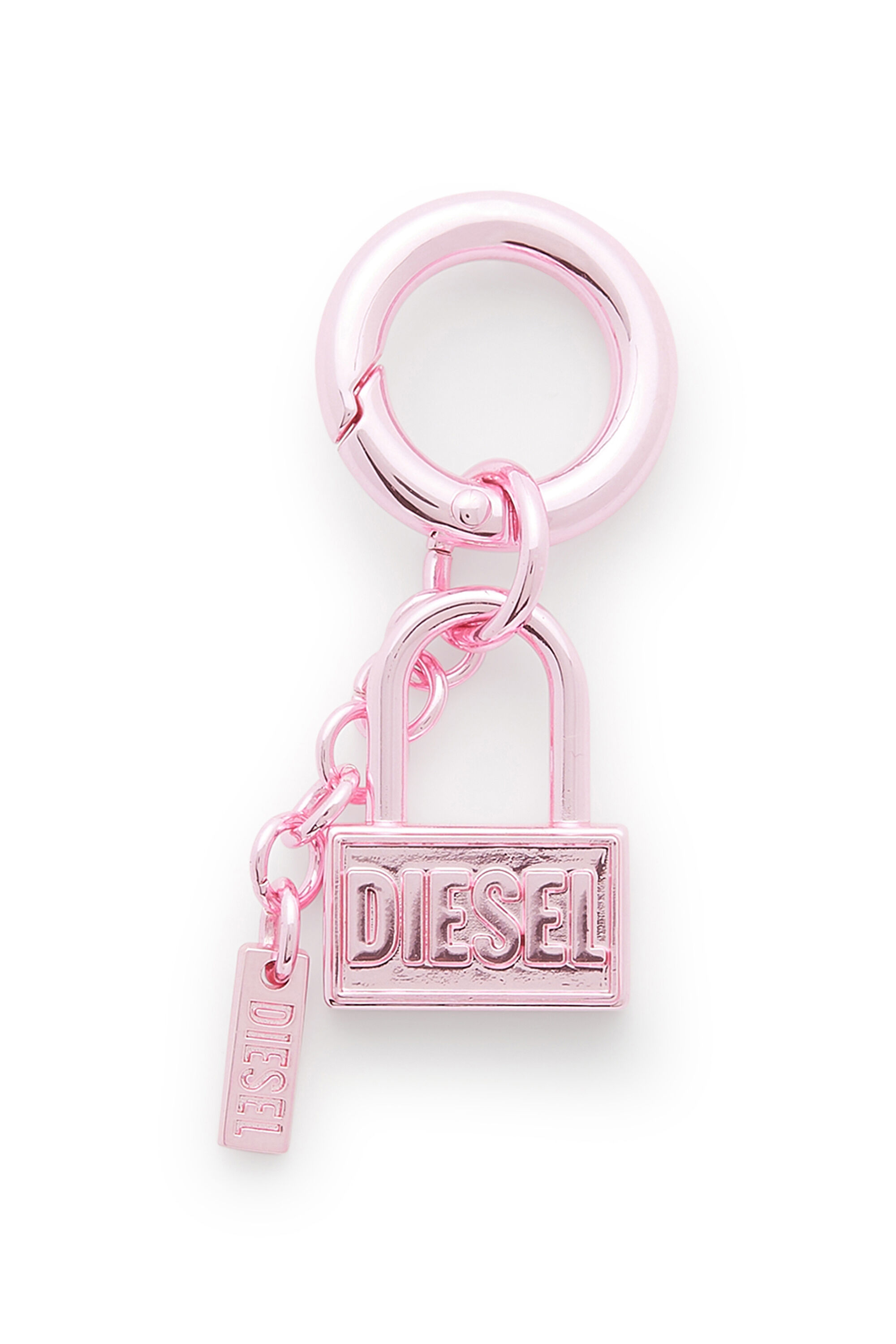 CHARM-LOCK Metal keyring charm with padlock design｜ピンク