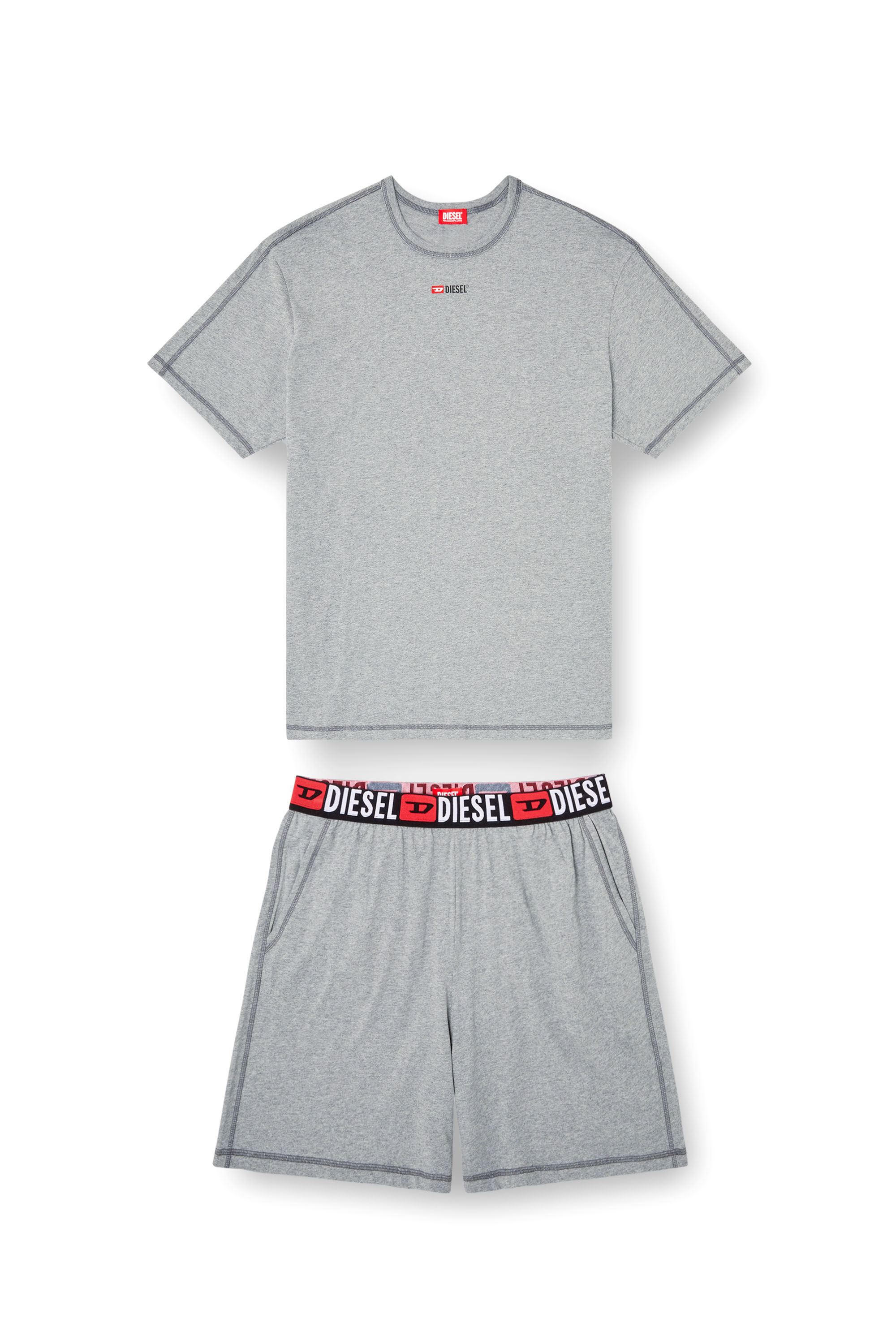 Diesel - SET-ADAM-D-CORE, Male's Short Pajamas in cotton jersey in グレー - 2