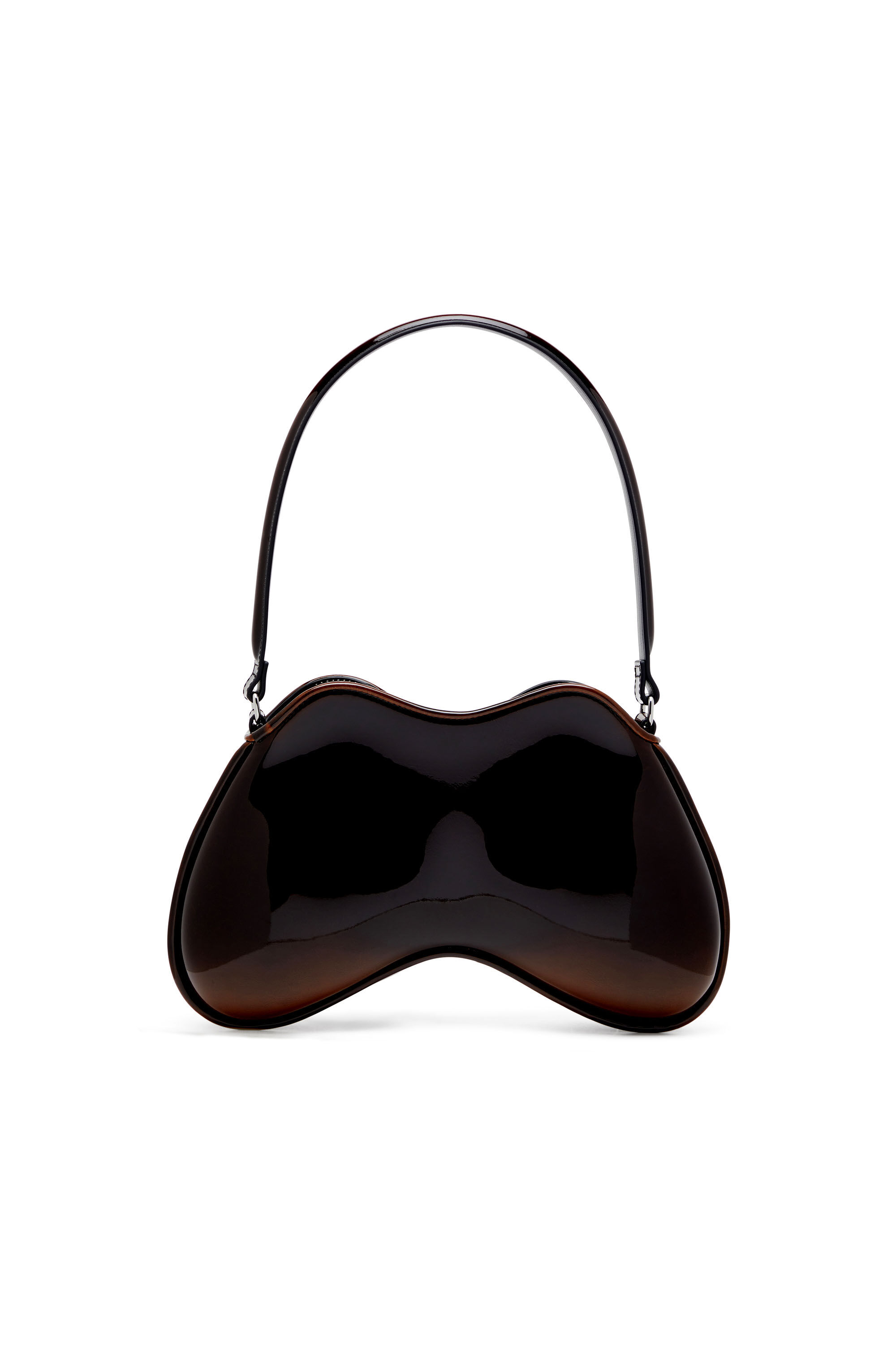 Diesel - DOUBLE-D SHOULDER, Female's Rigid shoulder bag in dégradé glossy PU in ブラウン - 3