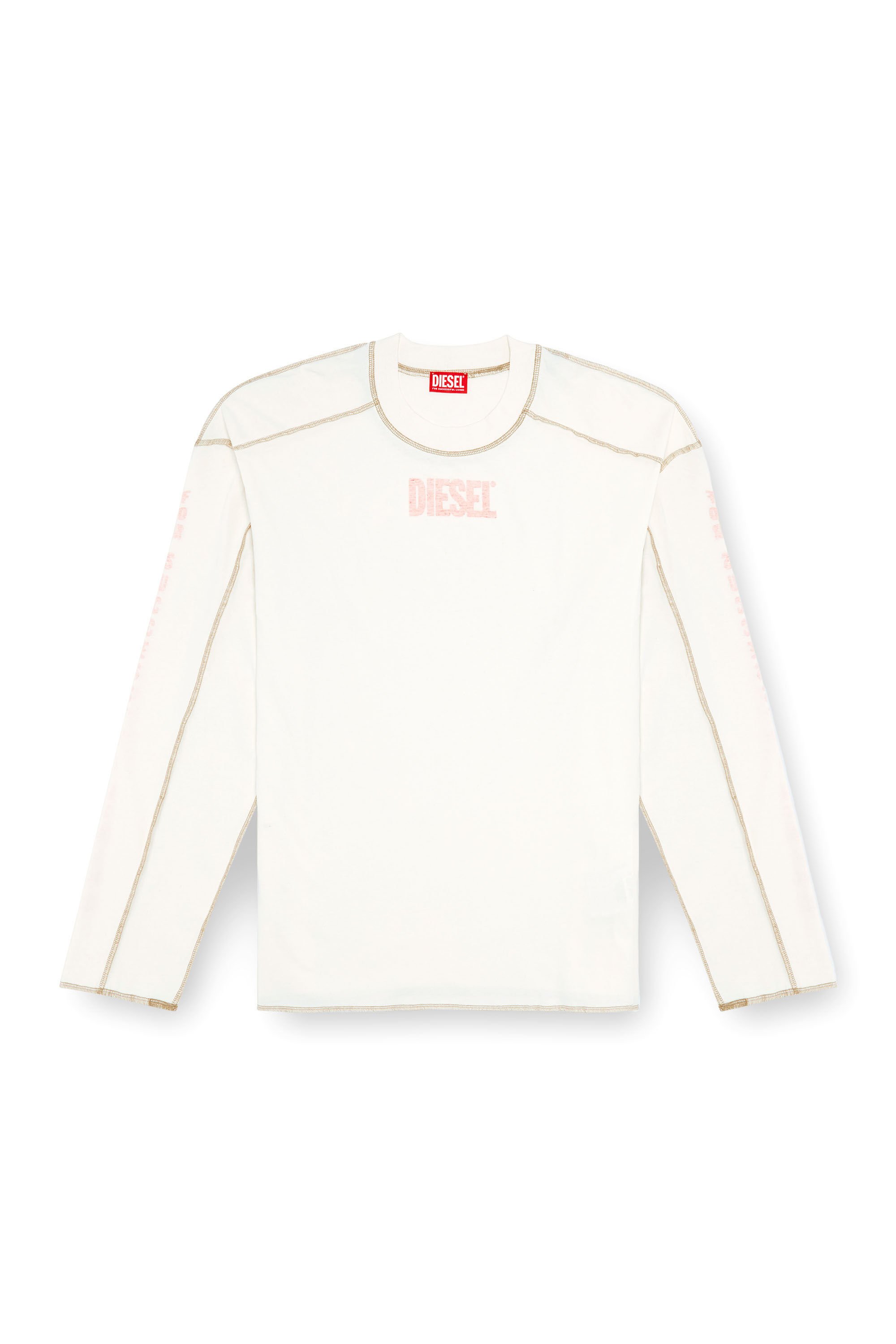 Diesel - T-CRAOR-LS, Male's Long-sleeve T-shirt with inside-out effect in ホワイト - 2