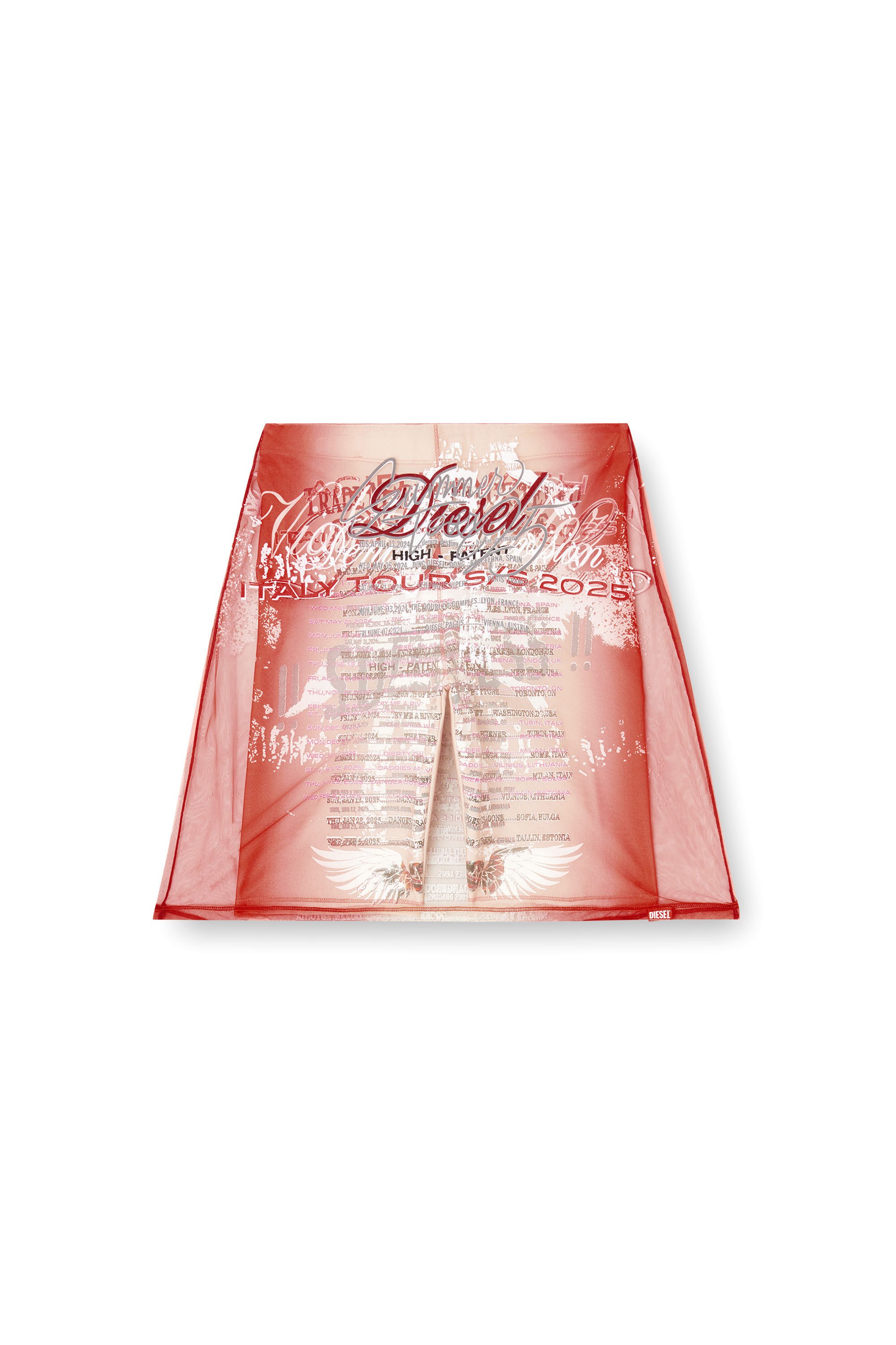 Diesel - O-LYMPIAC, Female's Layered skirt with lyrics print in ピンク / ホワイト - 2