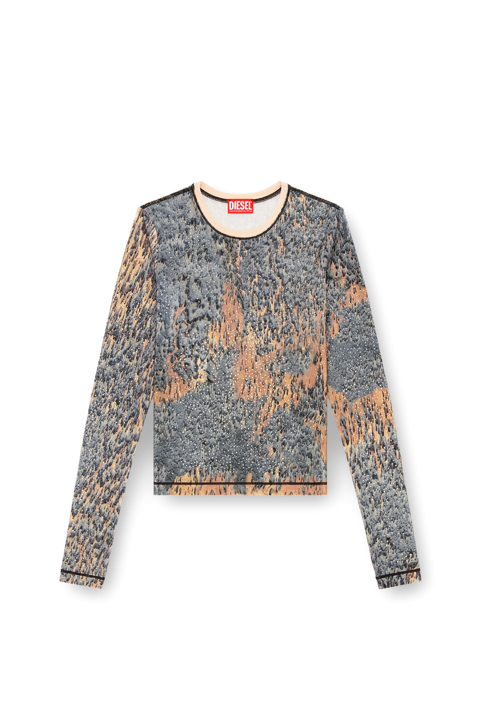 T-CUTIE-LS Top with crystals and Rain Camo print｜マルチカラー｜ウィメンズ｜DIESEL