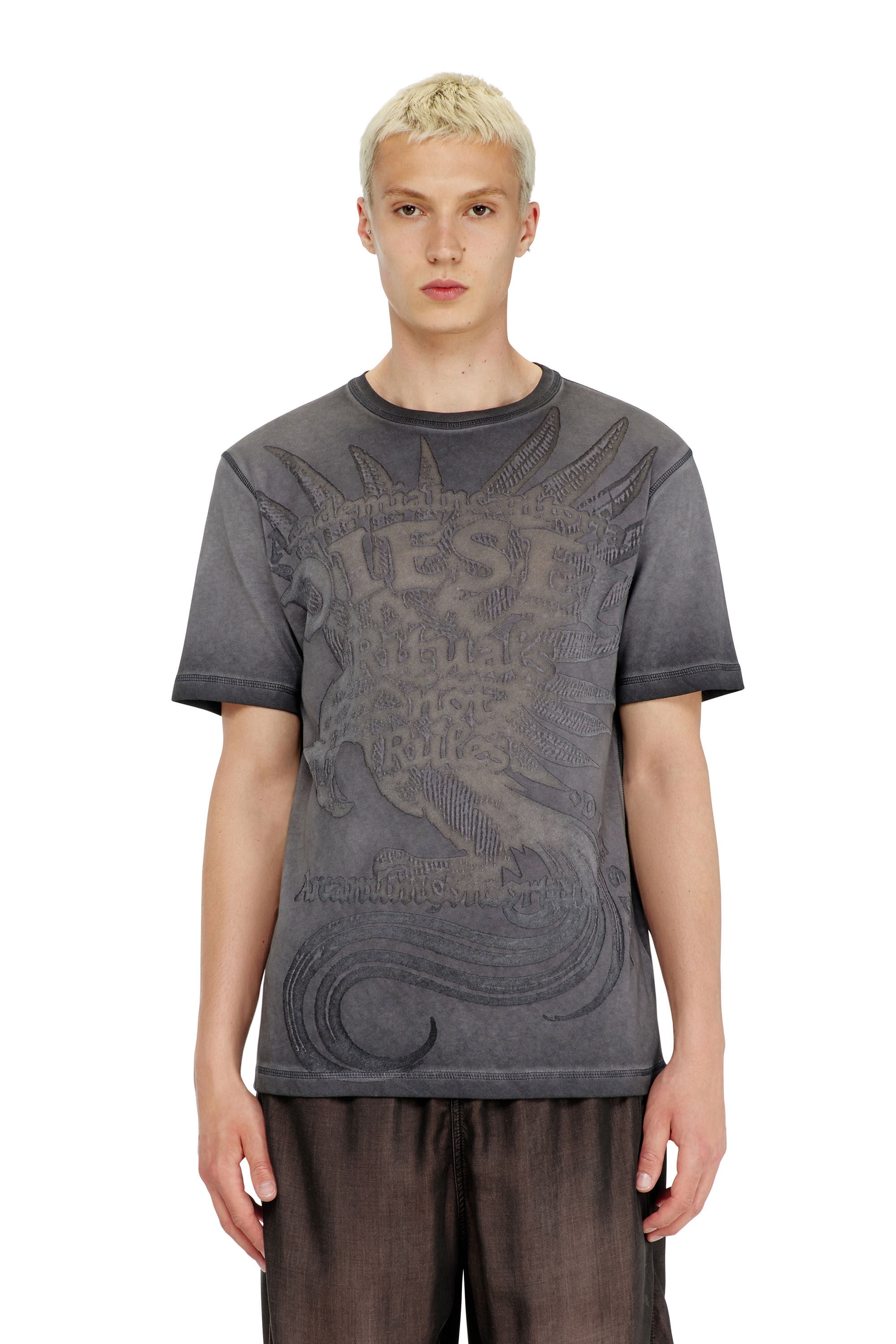 Diesel - T-RAWJUST-AA1, Male's Tシャツ in ダークグレー - 3