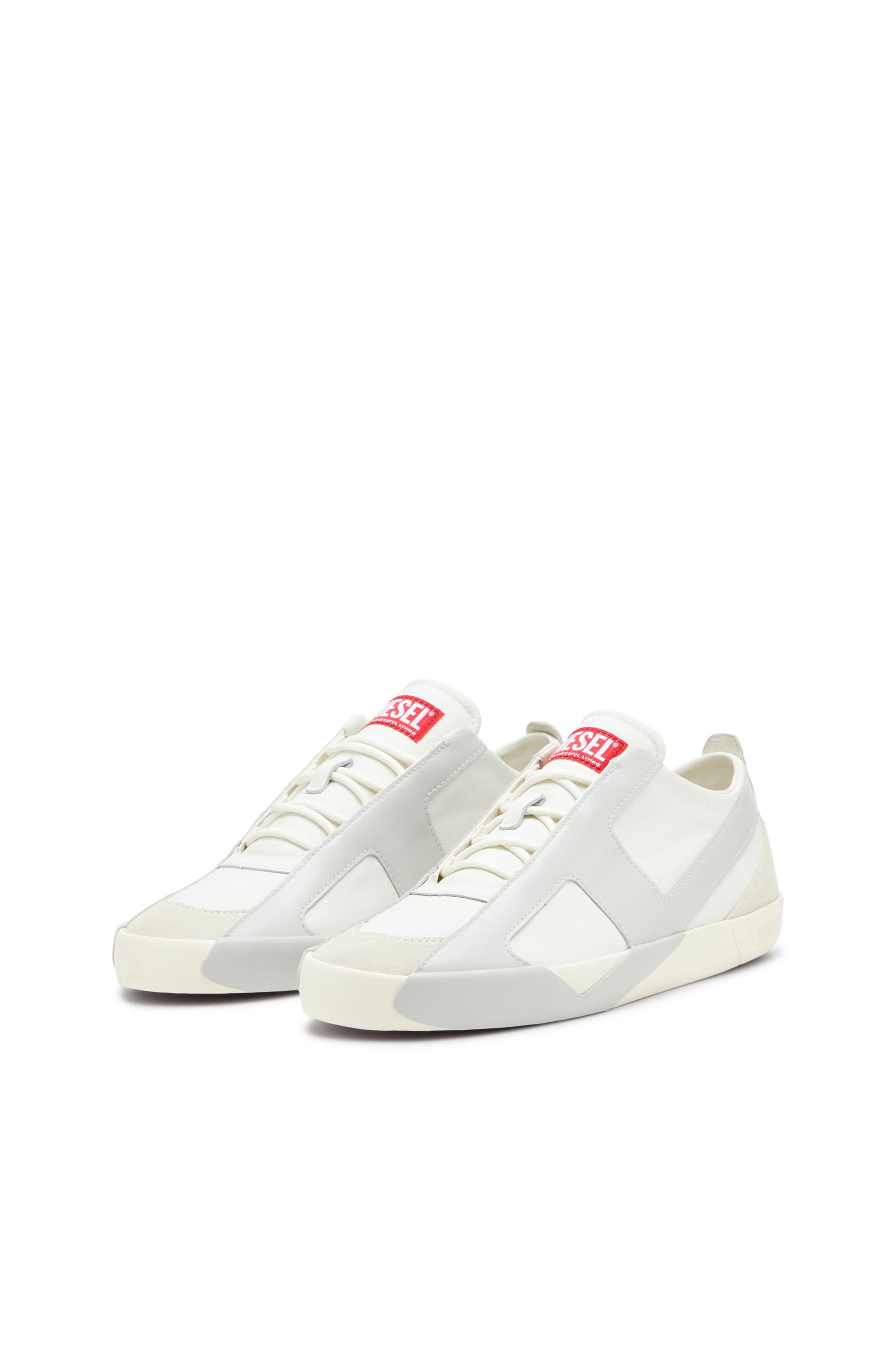 Diesel - S-SLANTE-D LOW, Male's S-Slante-D-Sneakers in suede and leather with D logo in ホワイト/グレー - 9