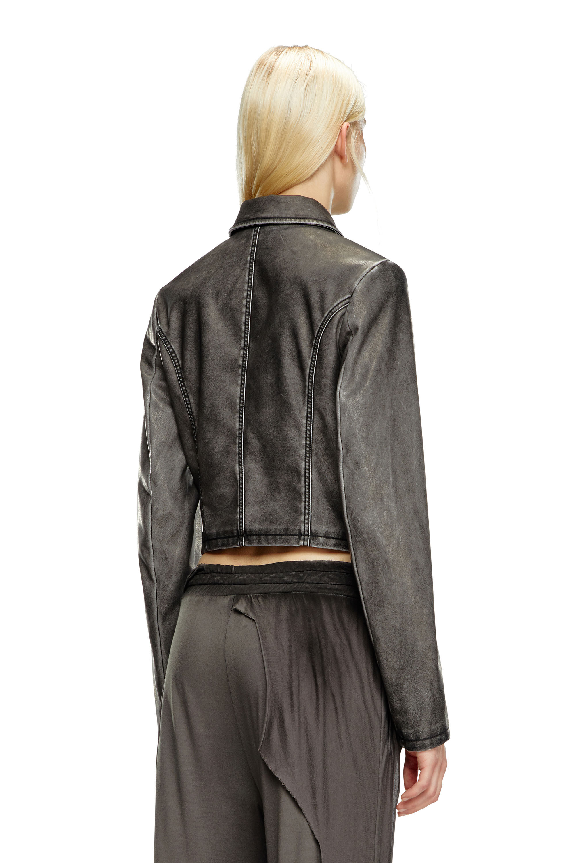 G-OTA Cropped jacket in washed tech fabric｜ブラック｜ウィメンズ｜DIESEL