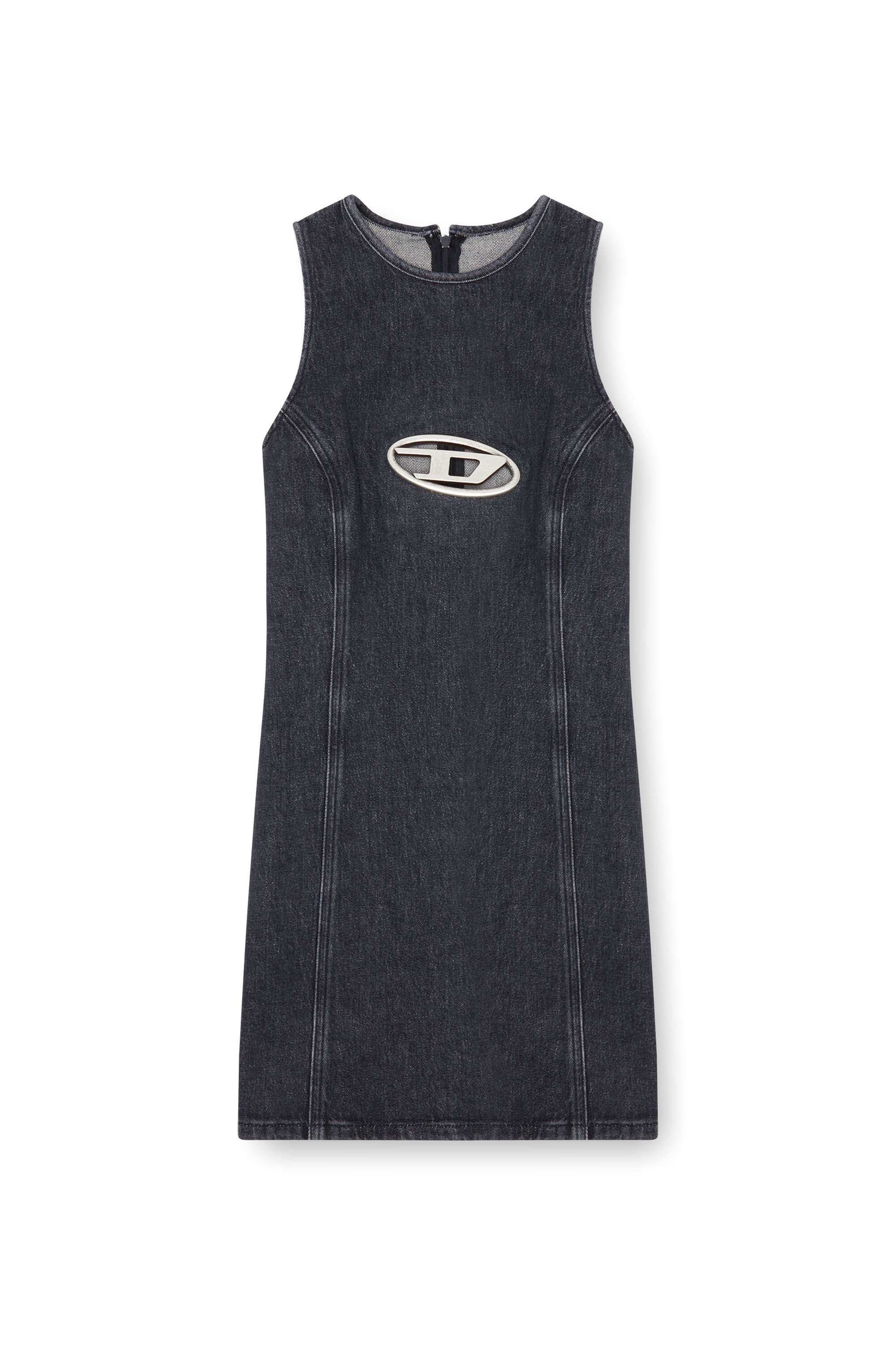 Diesel - DE-FERRIZ-FSD, Female's Denim mini dress with Oval D plaque in ブラック - 2