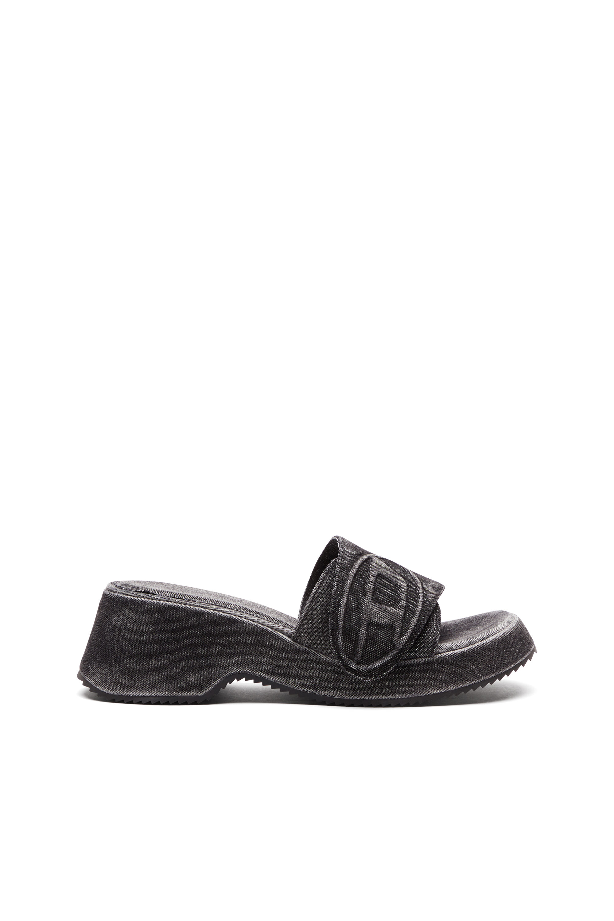 Diesel - SA-OVAL D PF W, Female's Sa-Oval D-Denim slide sandals with Oval D strap in ブラック - 2