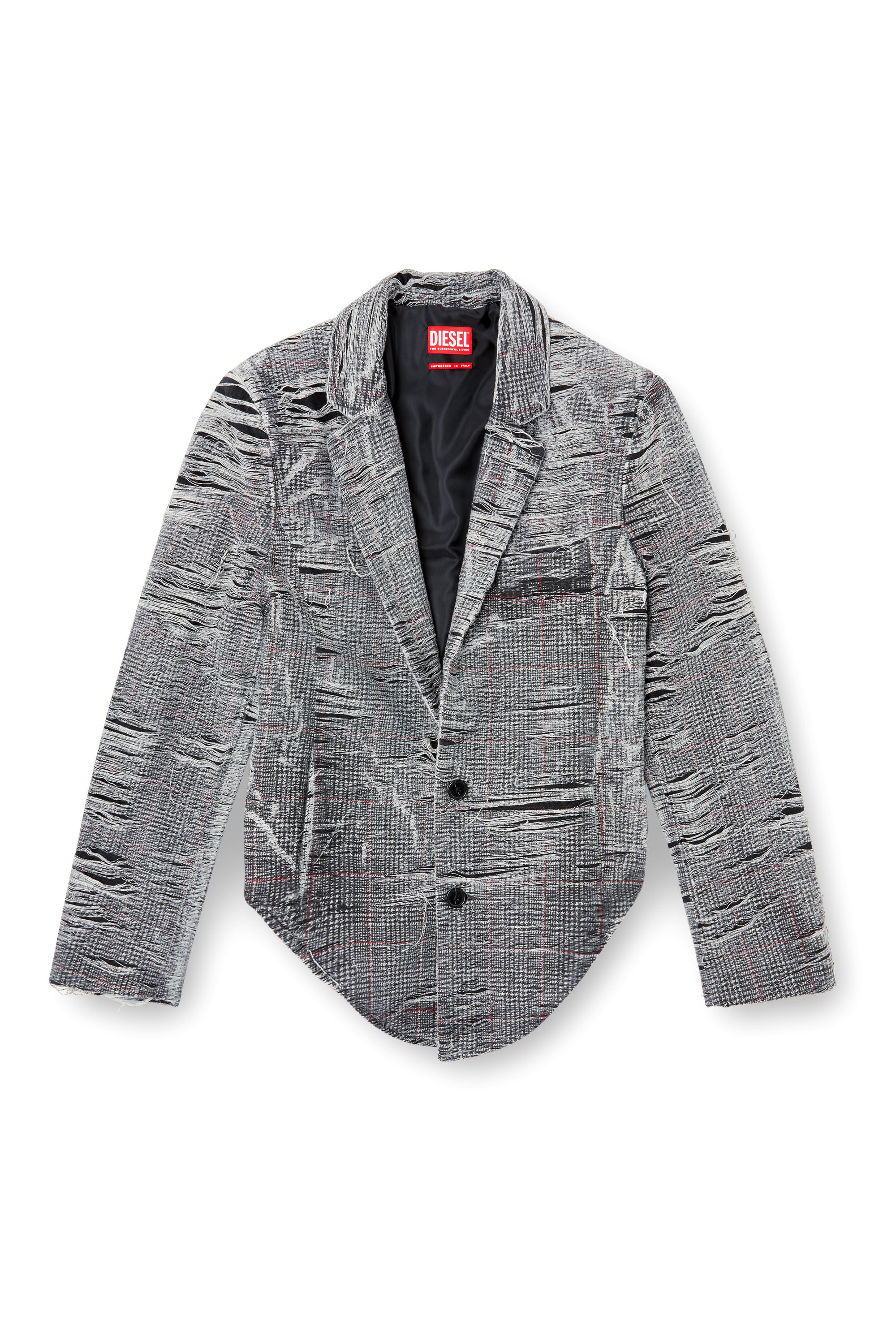 Diesel - DE-PHONIX-FSG, Female's Blazer in distressed Prince of Wales denim in グレー - 2