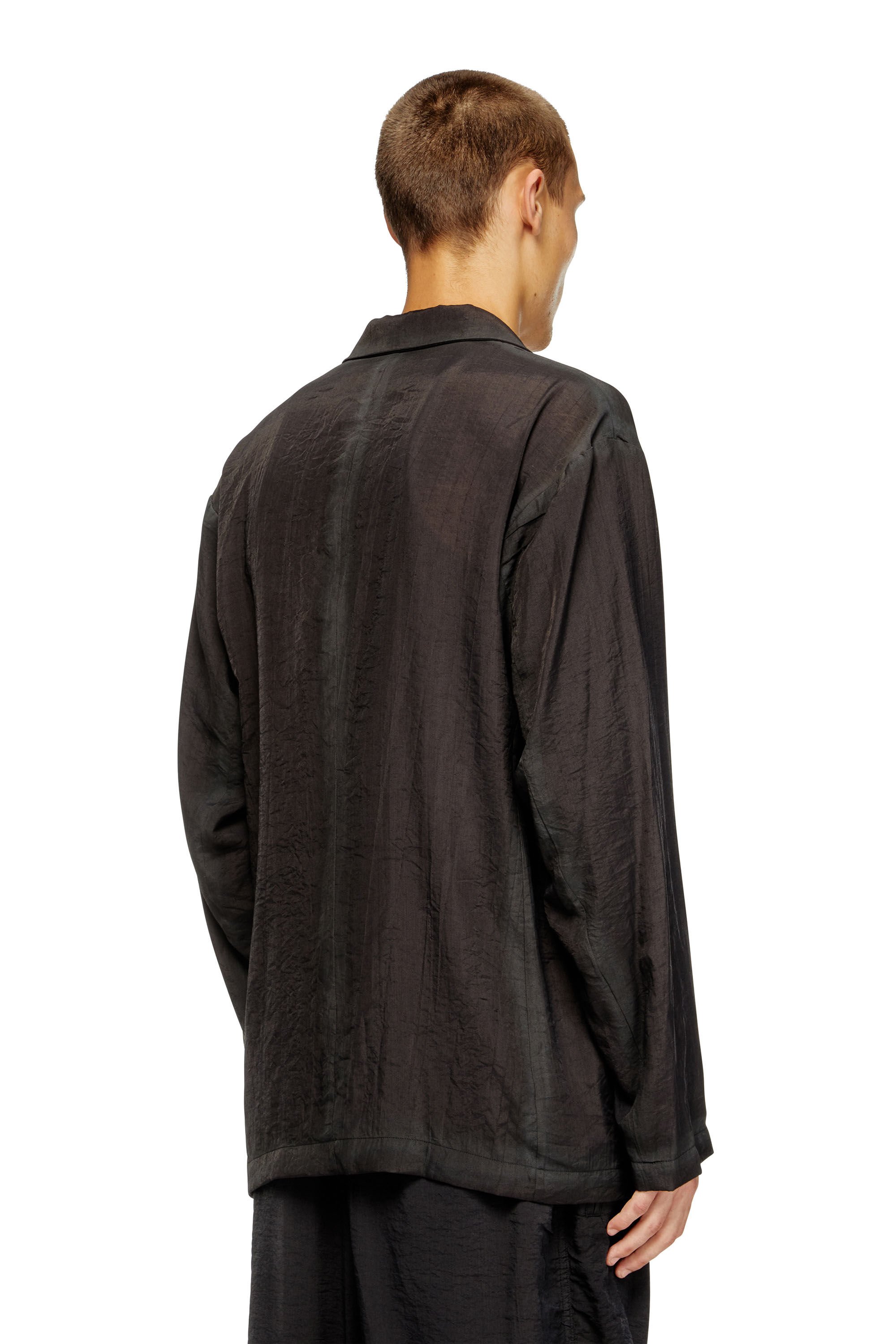 Diesel - J-KEYSERY, Male's Double-breasted blazer in wrinkled shell in ダークグレー - 4