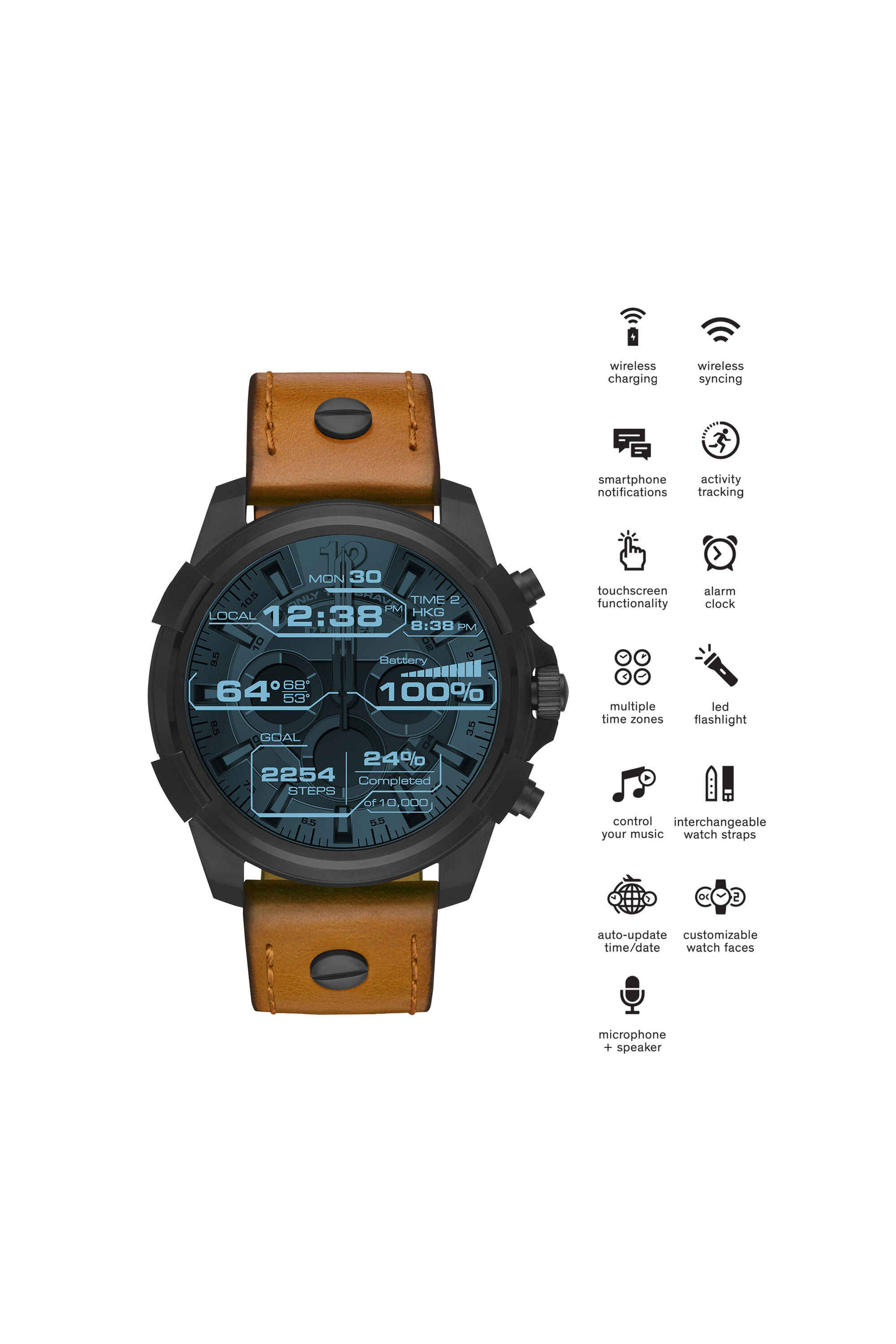 Diesel - DT2002, Male's Brown smartwatch with touchscreen , 48 mm in ブラウン - 1
