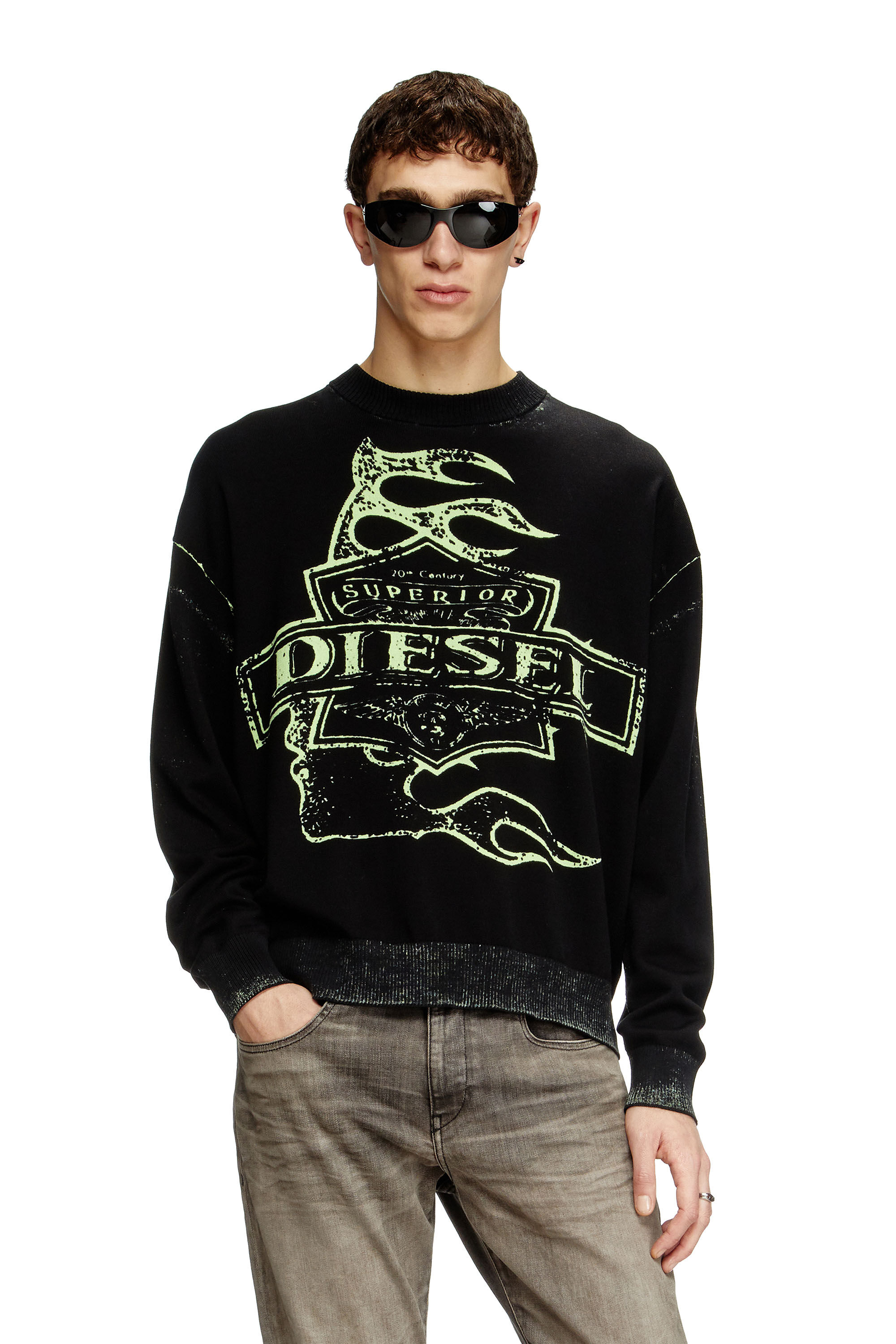 Diesel - K-BELEZ, Male's Reverse-print logo jumper in ブラック - 3