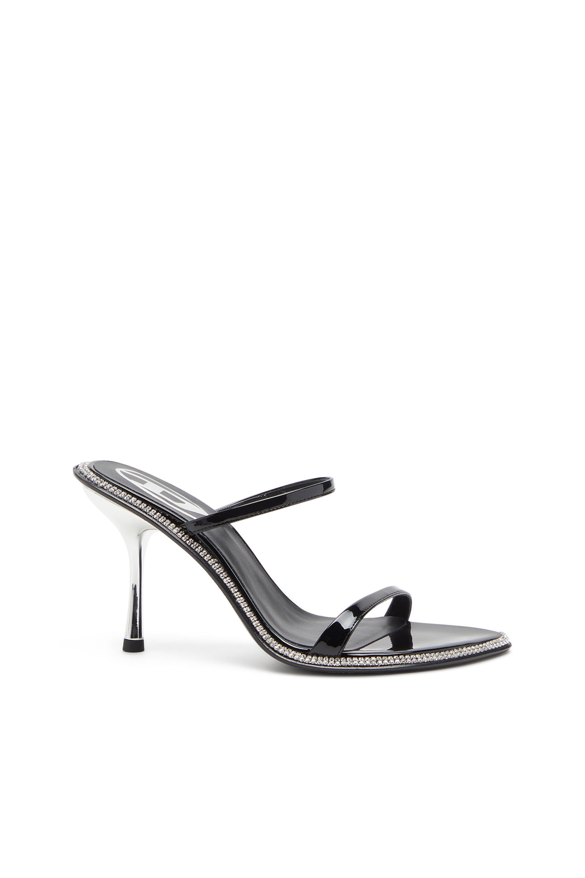 Diesel - D-HAVANNA SDL, Female's D-Havanna-Strappy patent mules with crystals in ブラック - 2