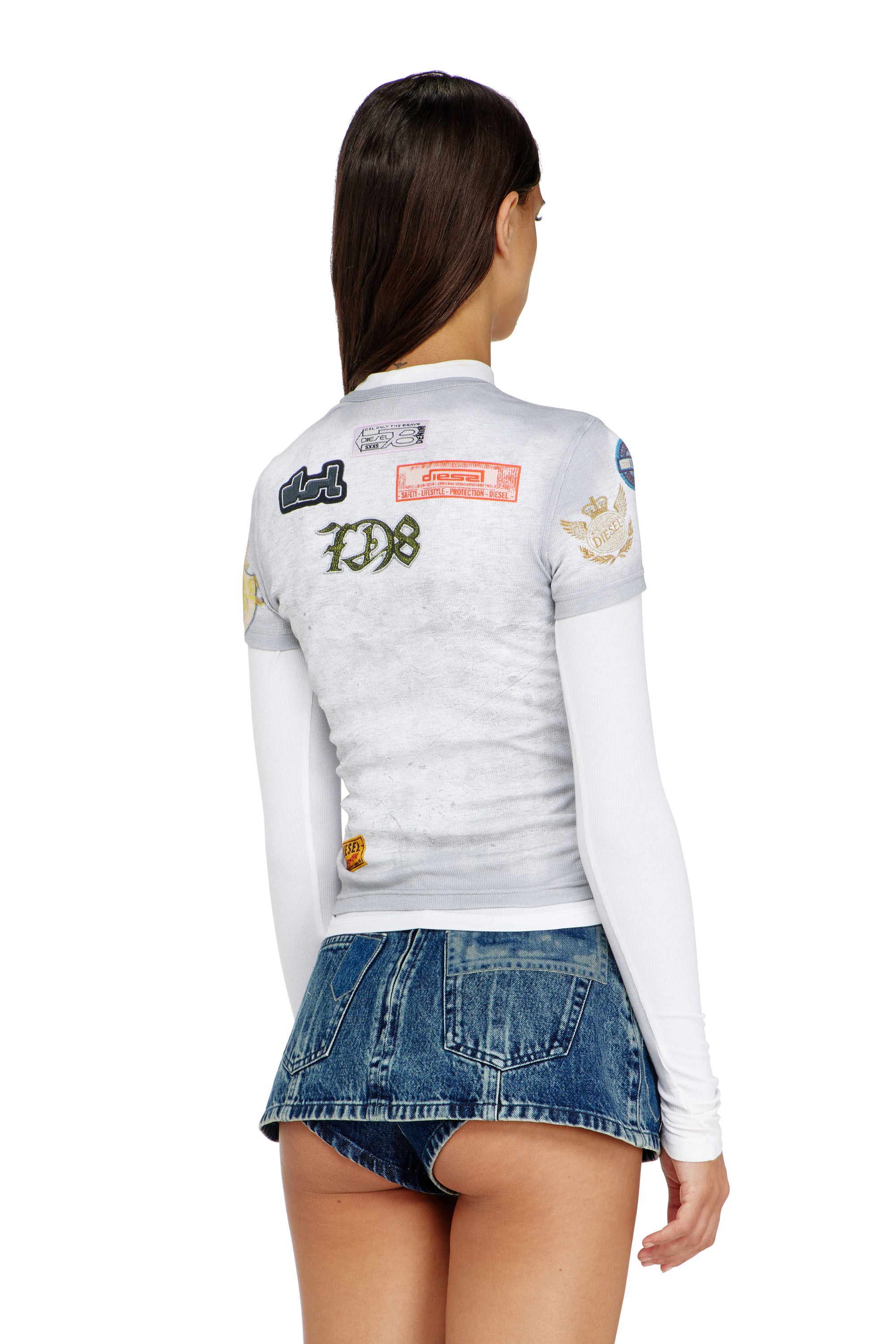 Diesel - T-ELE-LONG-AA2, Female's 半袖トップ in ホワイト - 3