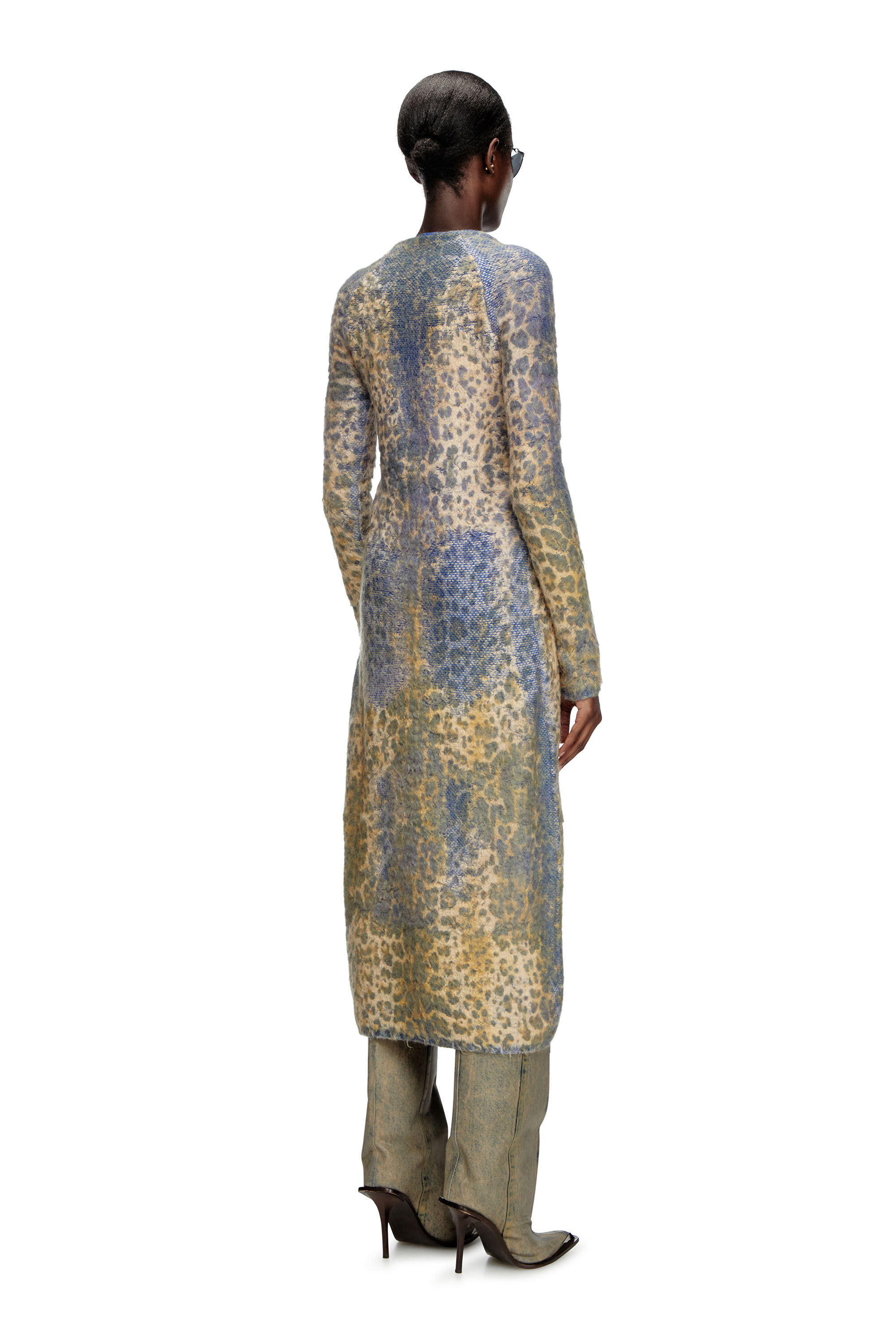 Diesel - M-SOFOCLE, Female's Leopard print dress with devoré jacquard in ベージュ/ブルー - 3