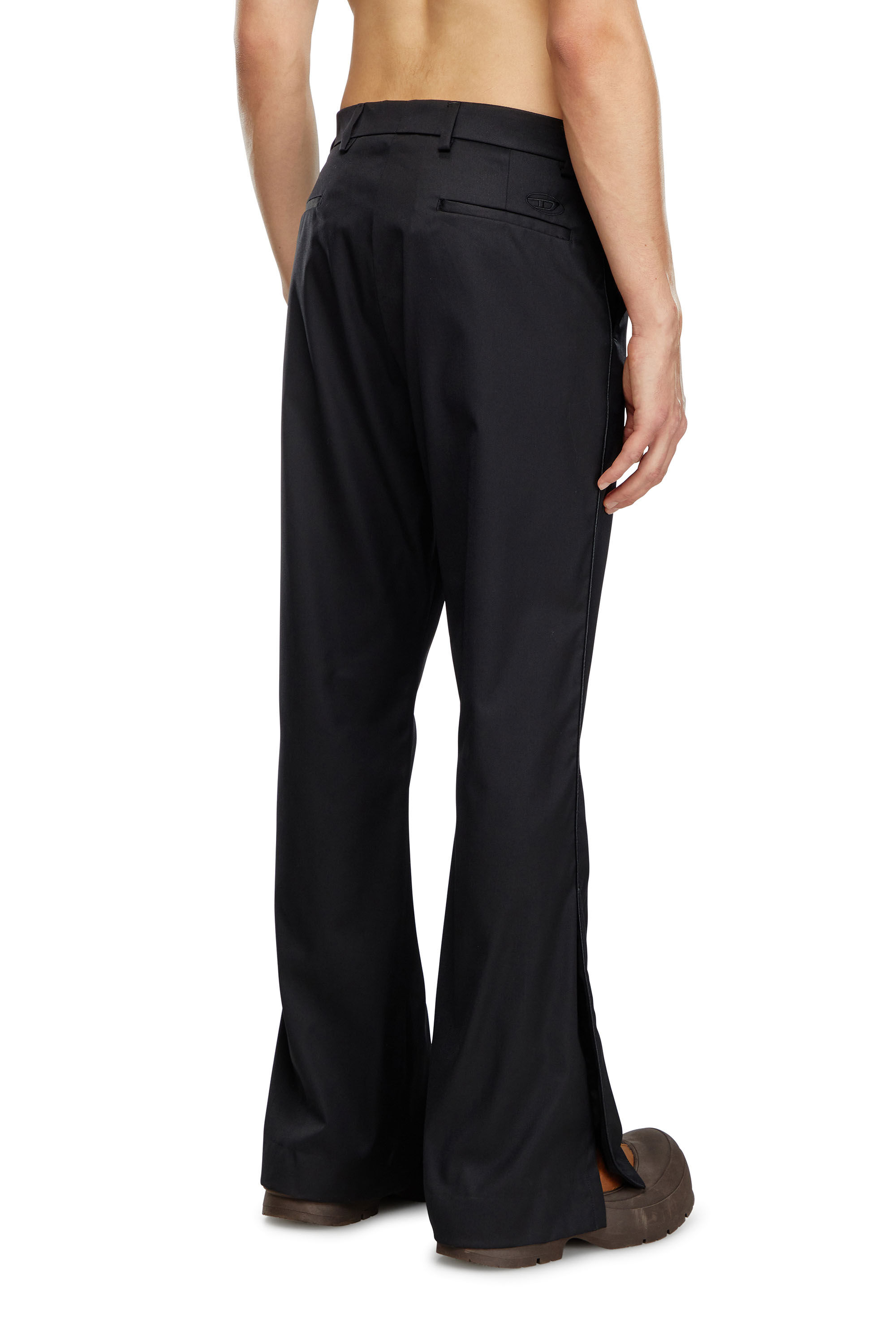 P-AMMIR Wool-nylon pants with side slits｜ブラック｜メンズ｜DIESEL