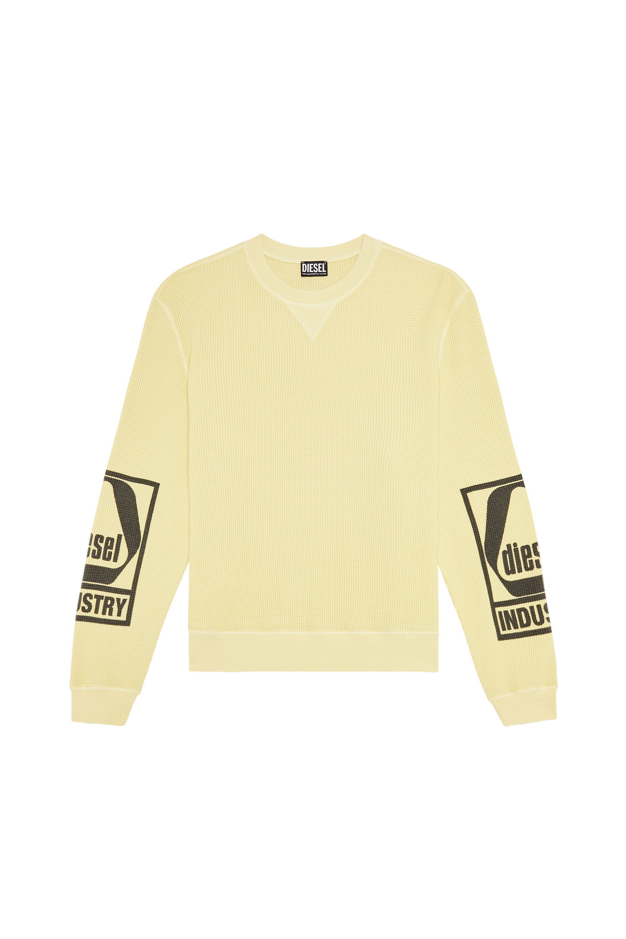 Diesel - S-GINAFFLE, Male's スウェット バックプリント レギュラーフィット in Yellow - 2