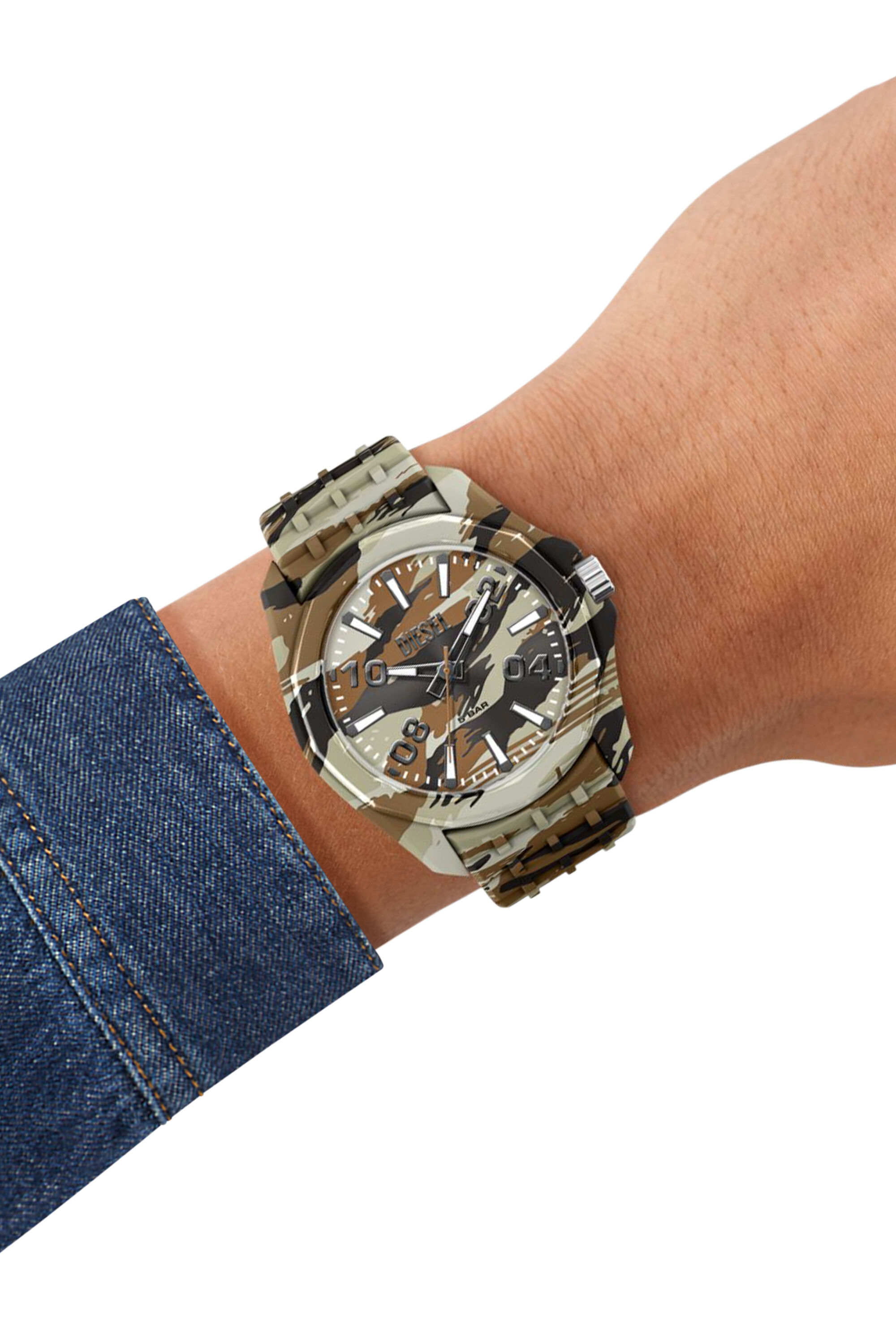 Diesel - DZ2242 WATCH, Male's Stinger camo silicone watch in ブラウン/グリーン - 7