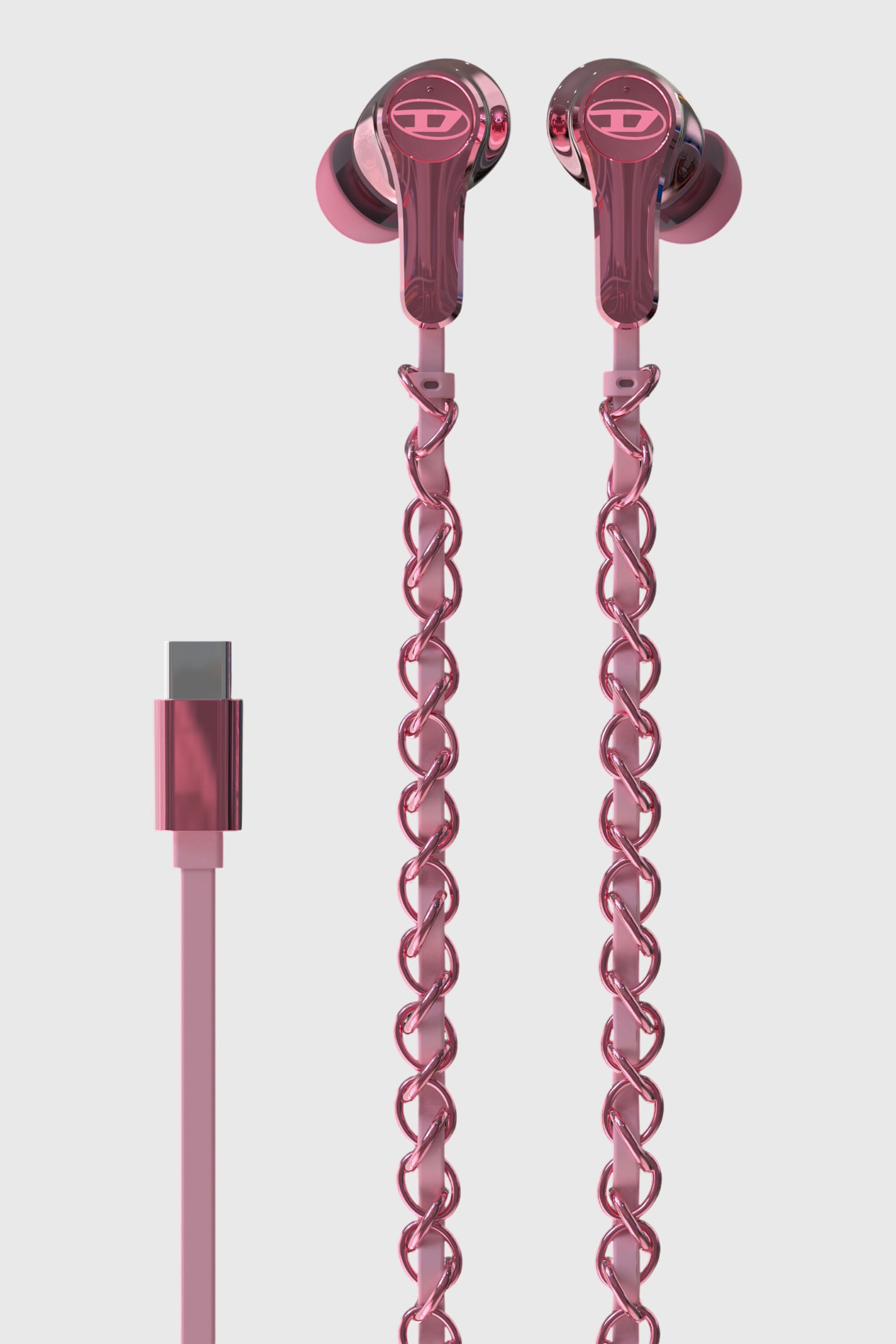 Diesel - 60688 WIRED EARBUDS WIRED EARBUDS, Unisex's Pink wired earbuds and charms in ピンク / ホワイト - 3