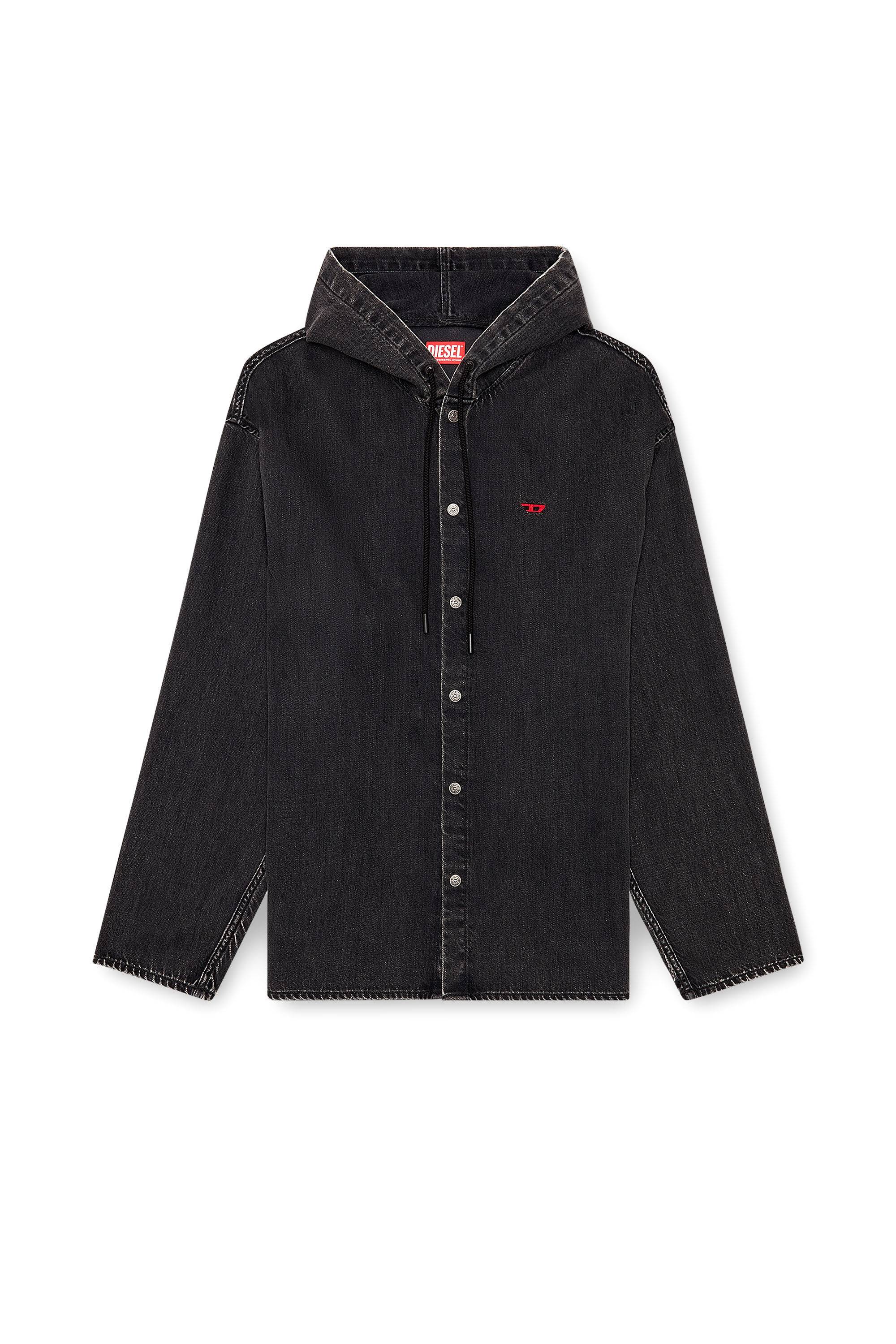 Diesel - D-DEWNY-HOOD, Male's Hybrid shirt in Tencel denim in ブラック - 2