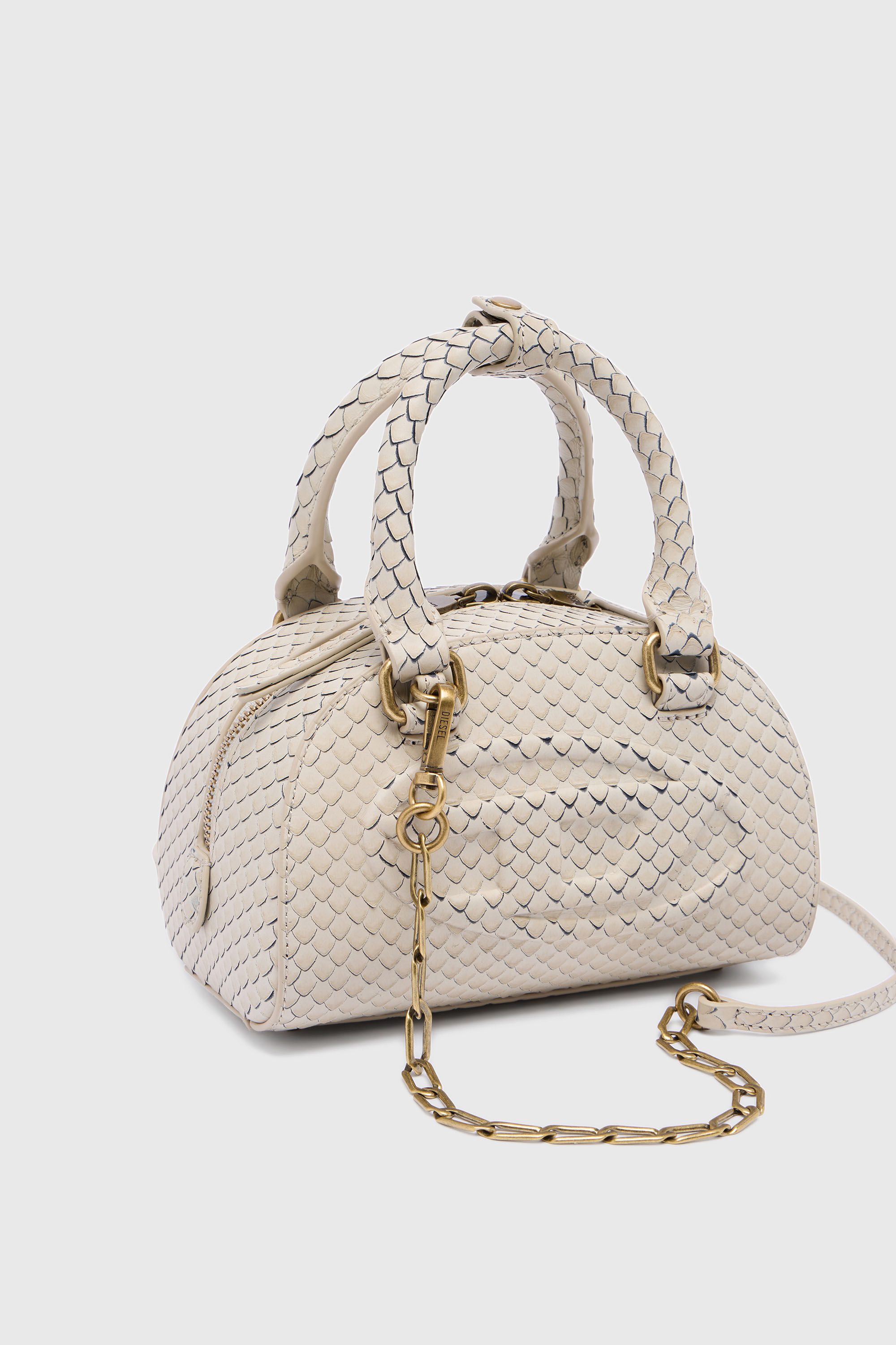 Diesel - 1DR DOME CROSSBODY, Female's 1DR Dome-Small bowling bag in snake-effect leather in ベージュ - 6