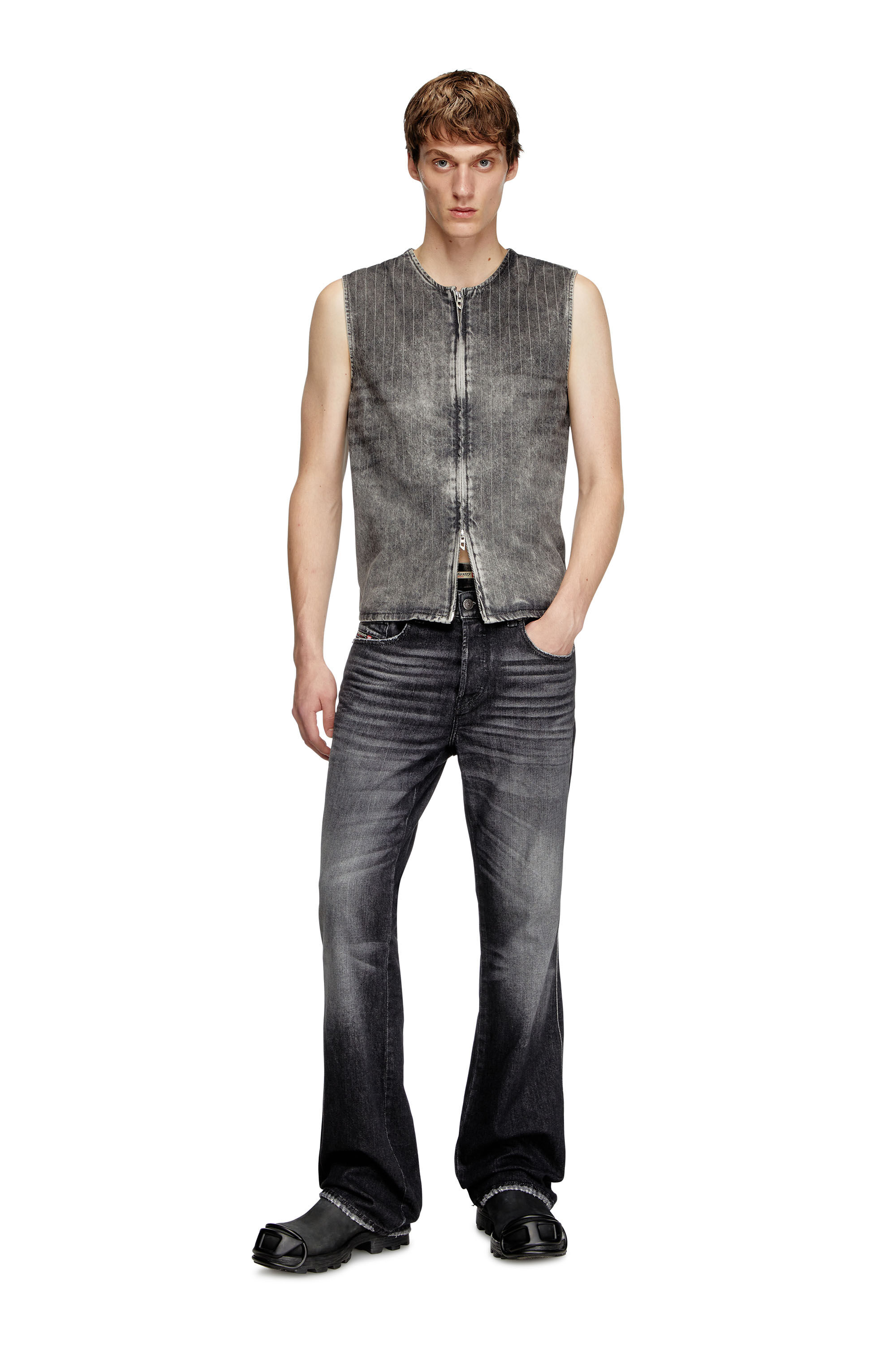 Diesel - D-SUND-S, Unisex's Vest in tailoring pinstripe denim in グレー - 1