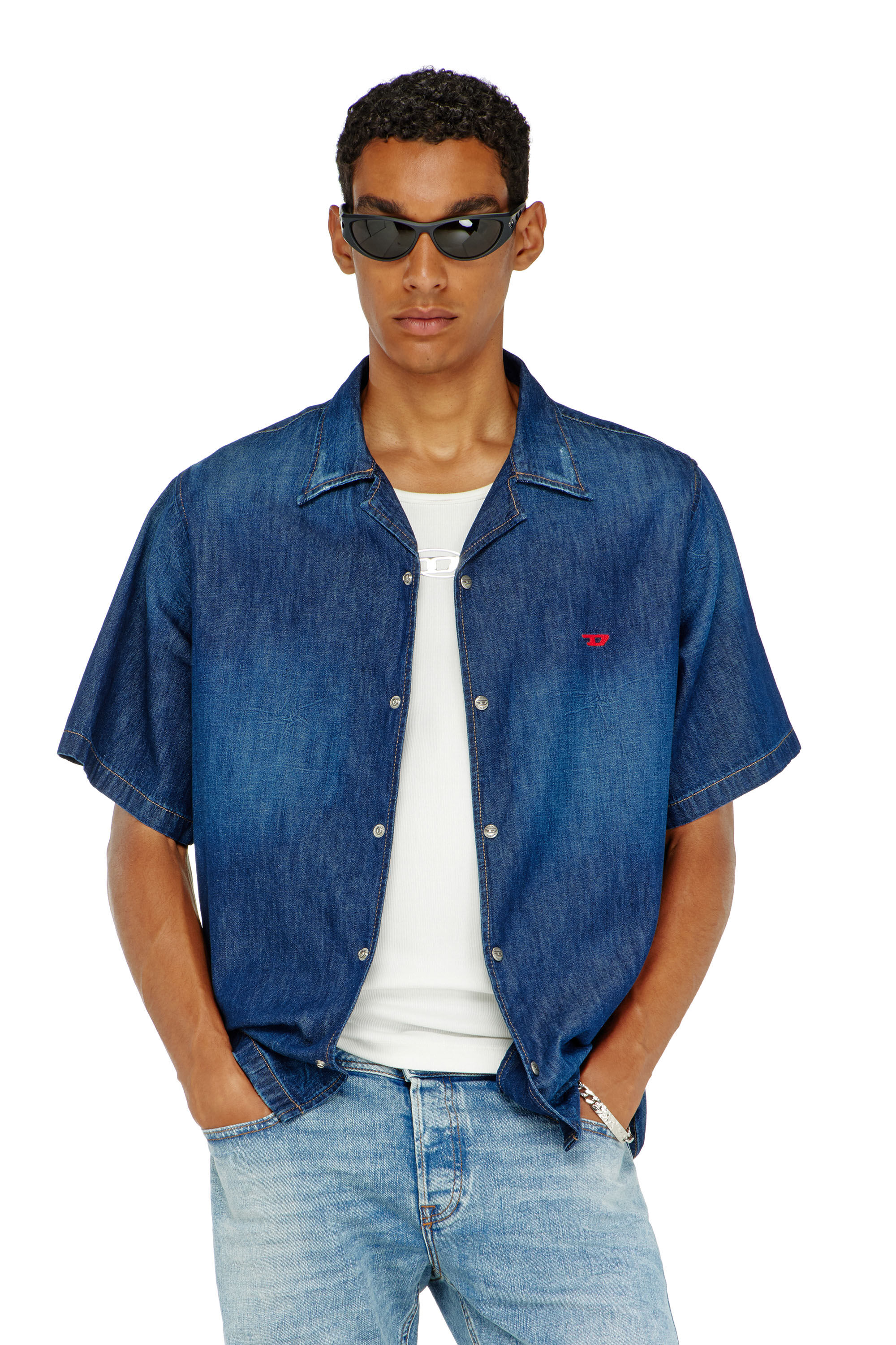 Diesel - D-NABIL-D, Male's デニムシャツ in ブルー - 3