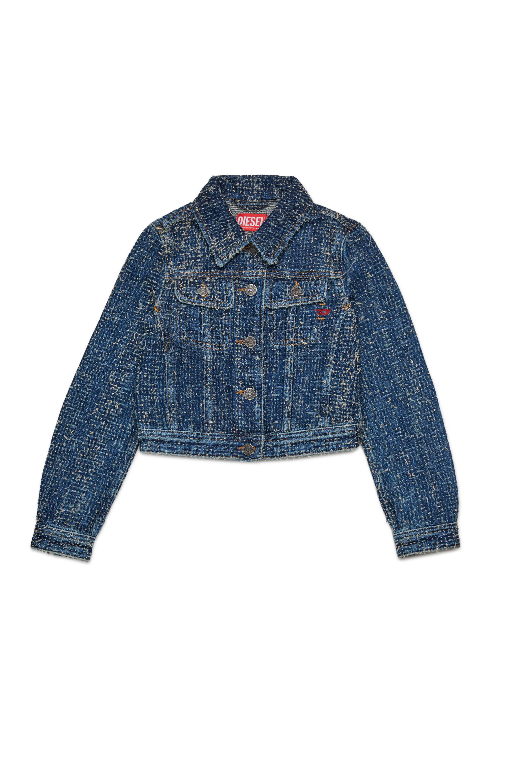 Diesel - JSLIMMY-J, Female's Denim jacket with boucle effect in ダークブルー - 1