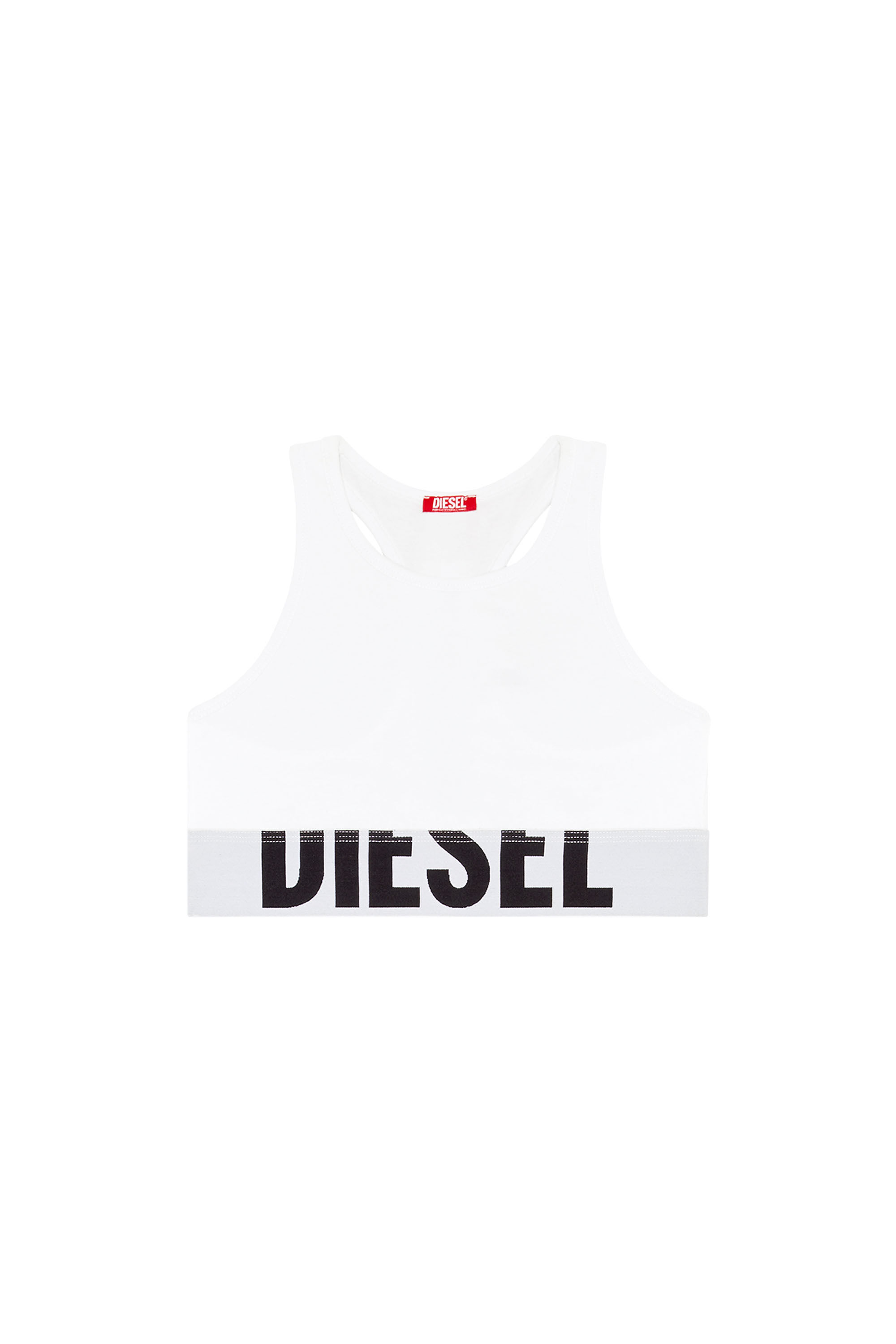 Diesel - UFSB-COTTON-RACE-BRALETTE-XL, Female's Sports bra with cut-off logo in ホワイト - 2
